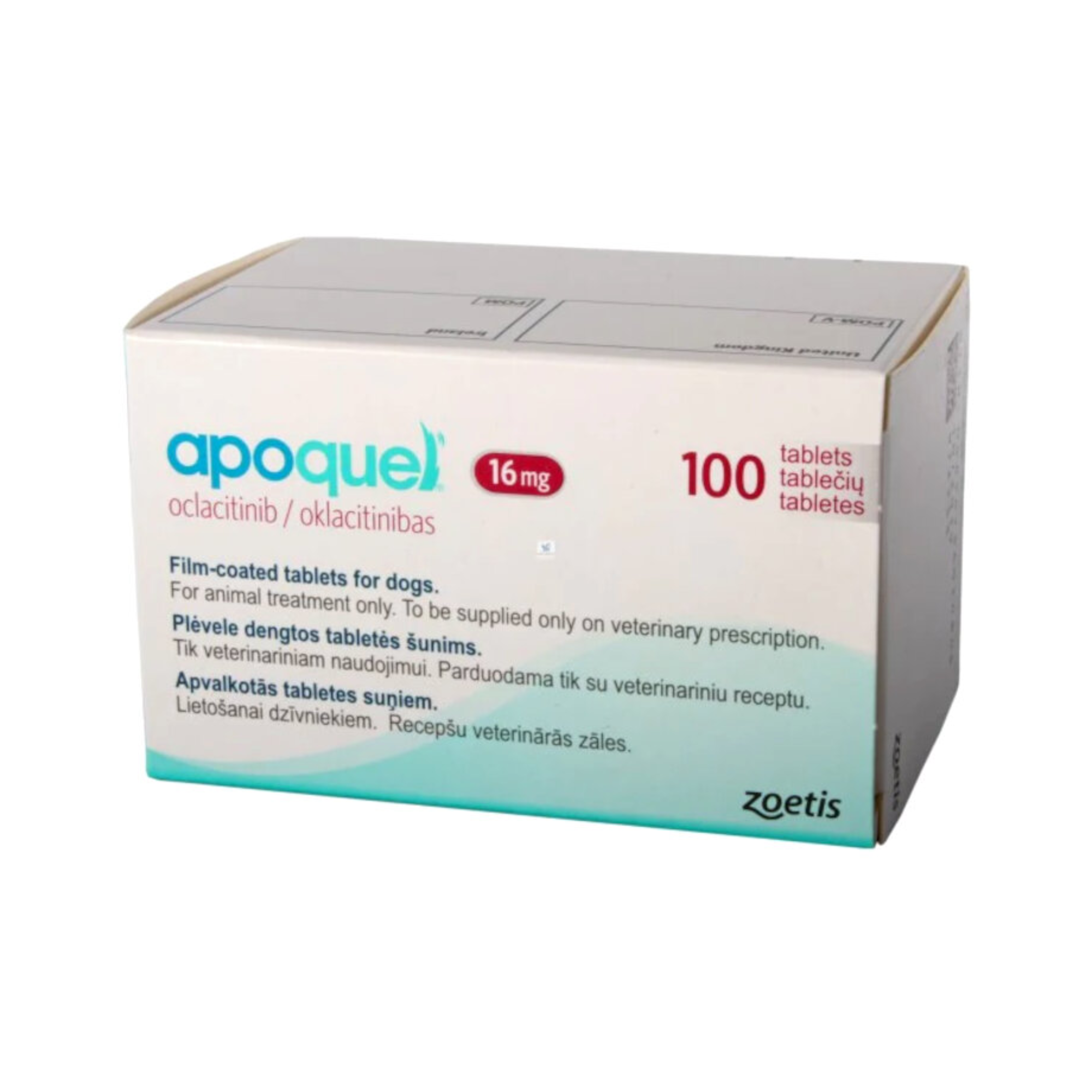 Apoquel 16 mg 100 tabletas Zoetis para perros grandes de 26 a 40 kg con dermatitis atópica