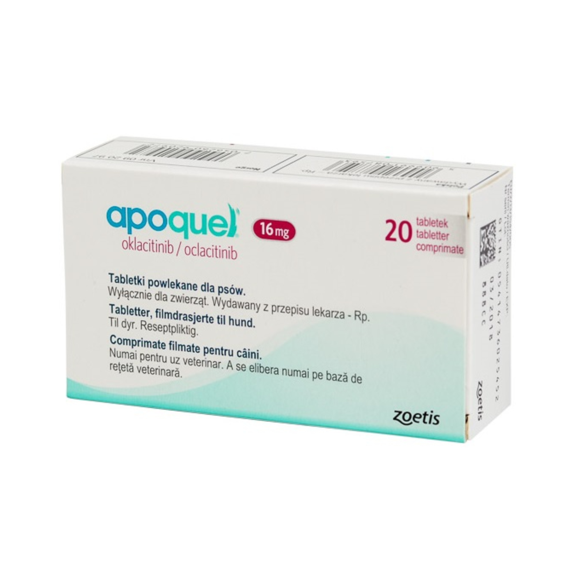 Caja Apoquel 16 mg 20 tabletas Zoetis para perros de 26 a 40 kg con dermatitis atópica