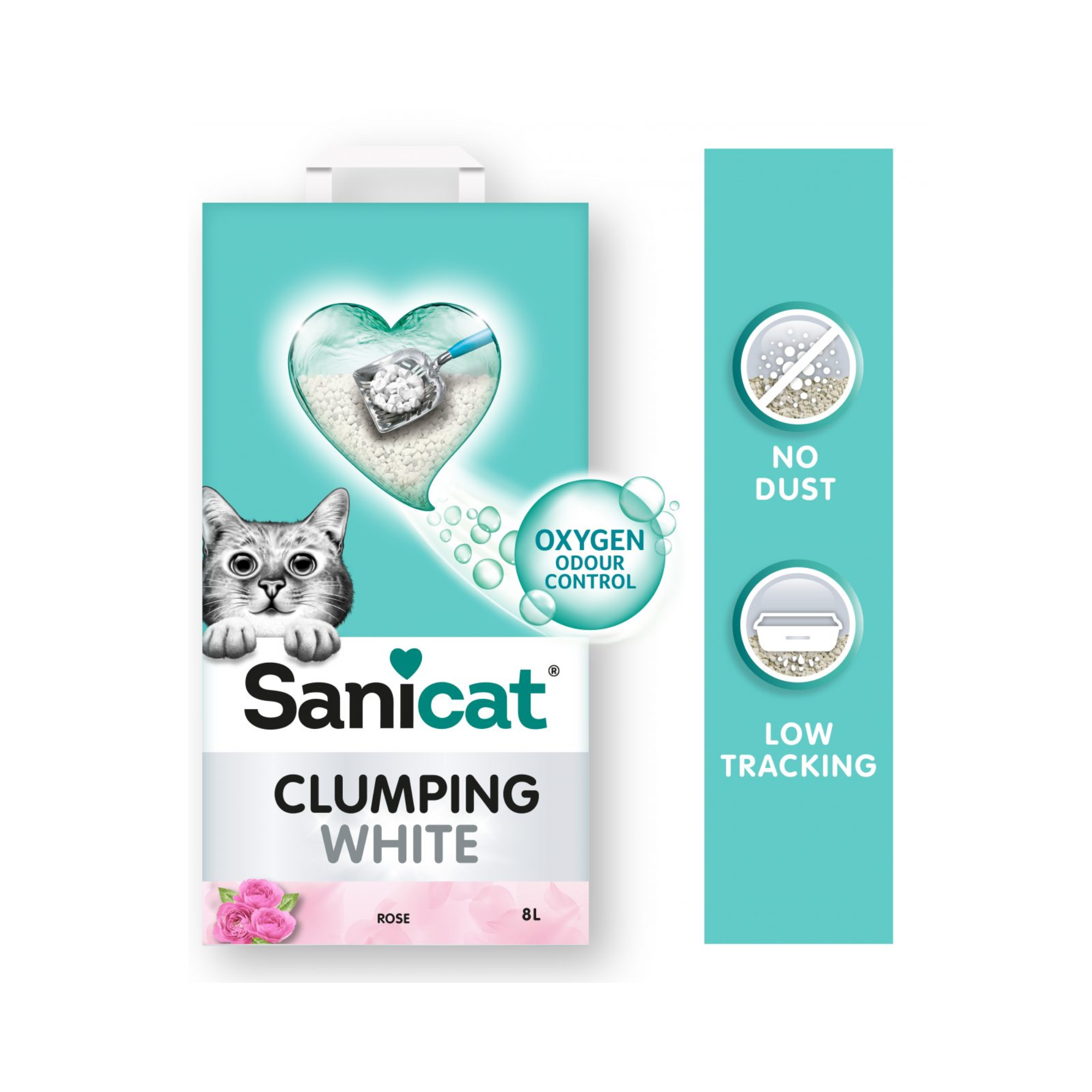 Arena para Gato Sanicat Aglutinante Aroma Pétalos de Rosa 8 Litros