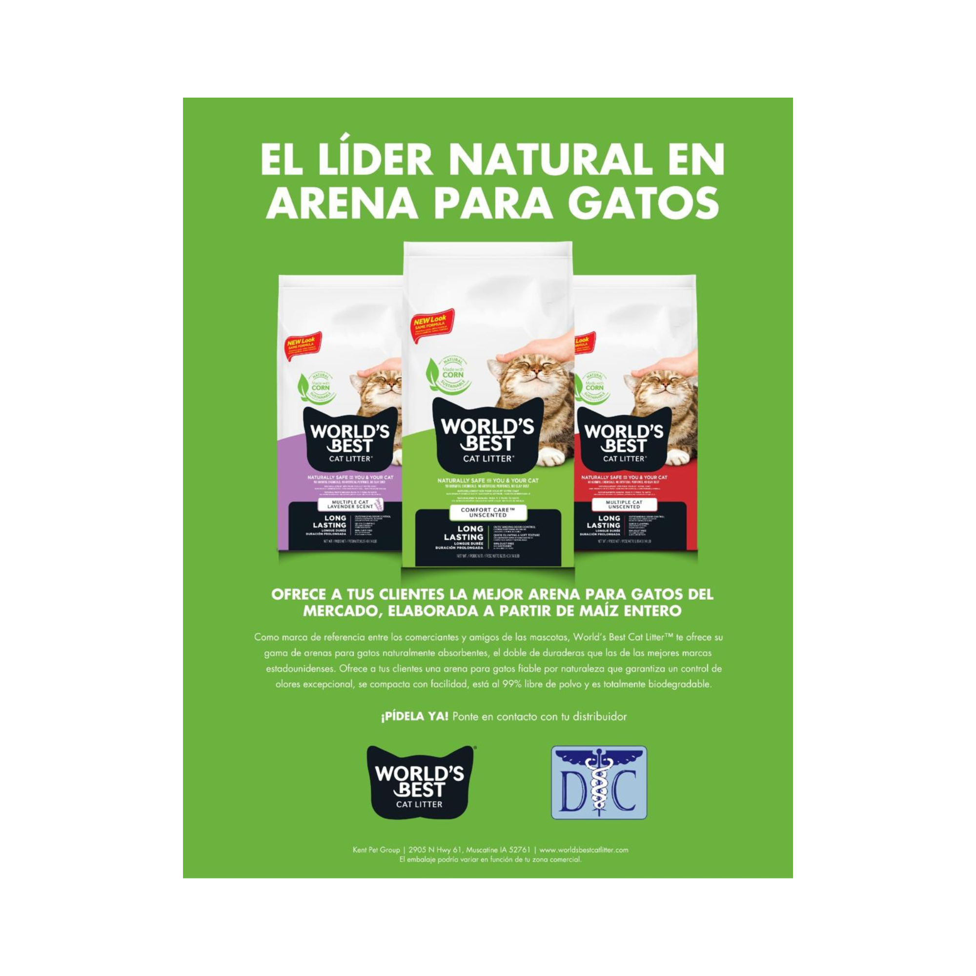 Arena aglutinante para gatos en grupo World´s Best Multiple Cat 3.18 Kg
