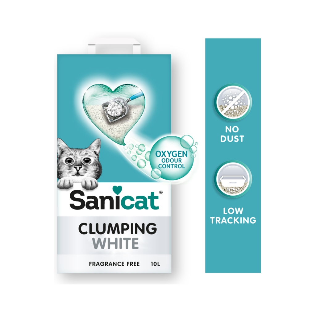 Arena para Gato Sanicat Clumping White sin perfume 20 litros, aglomerante blanca