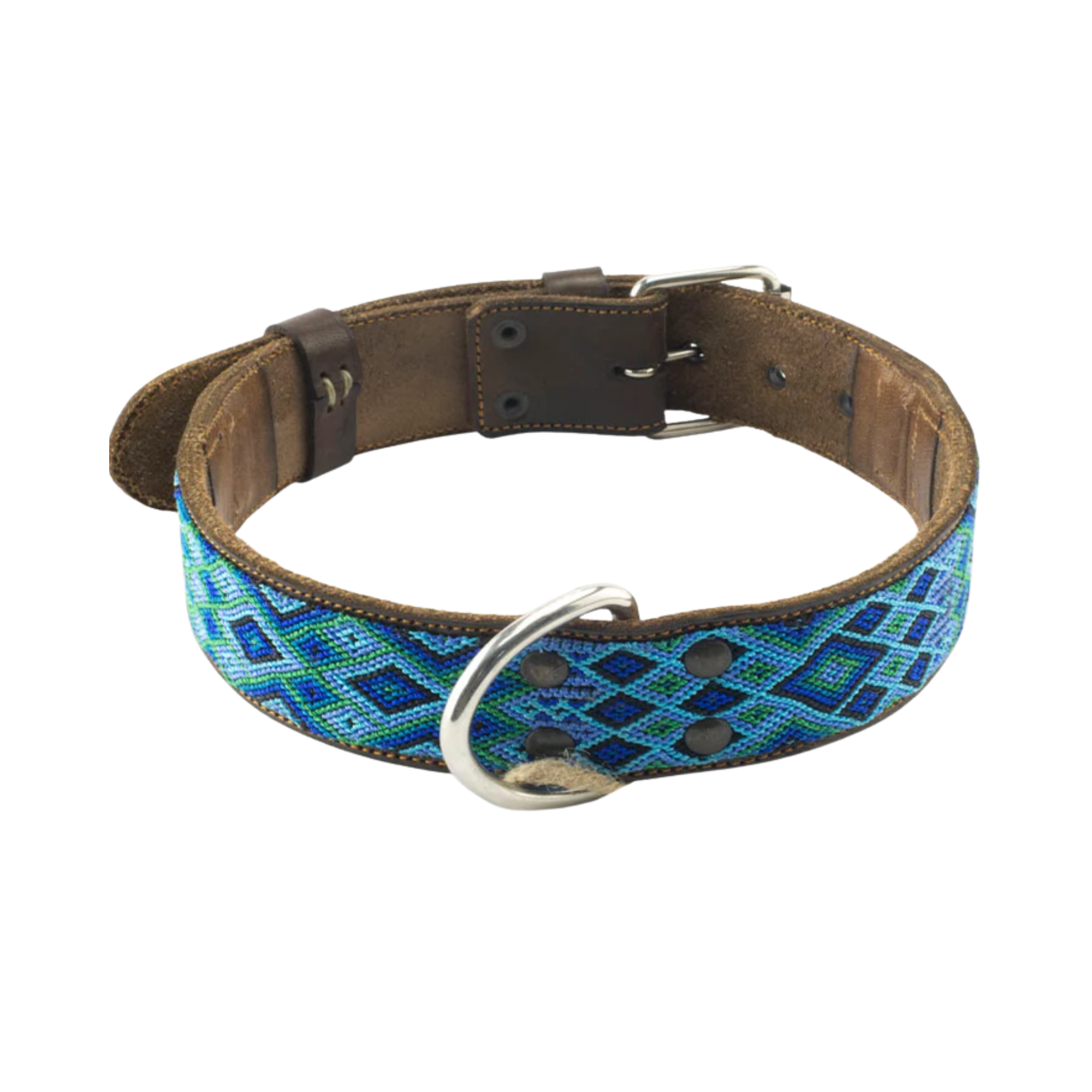 B and Kolor Collar Artesanal Menta Piel para Perro Grande