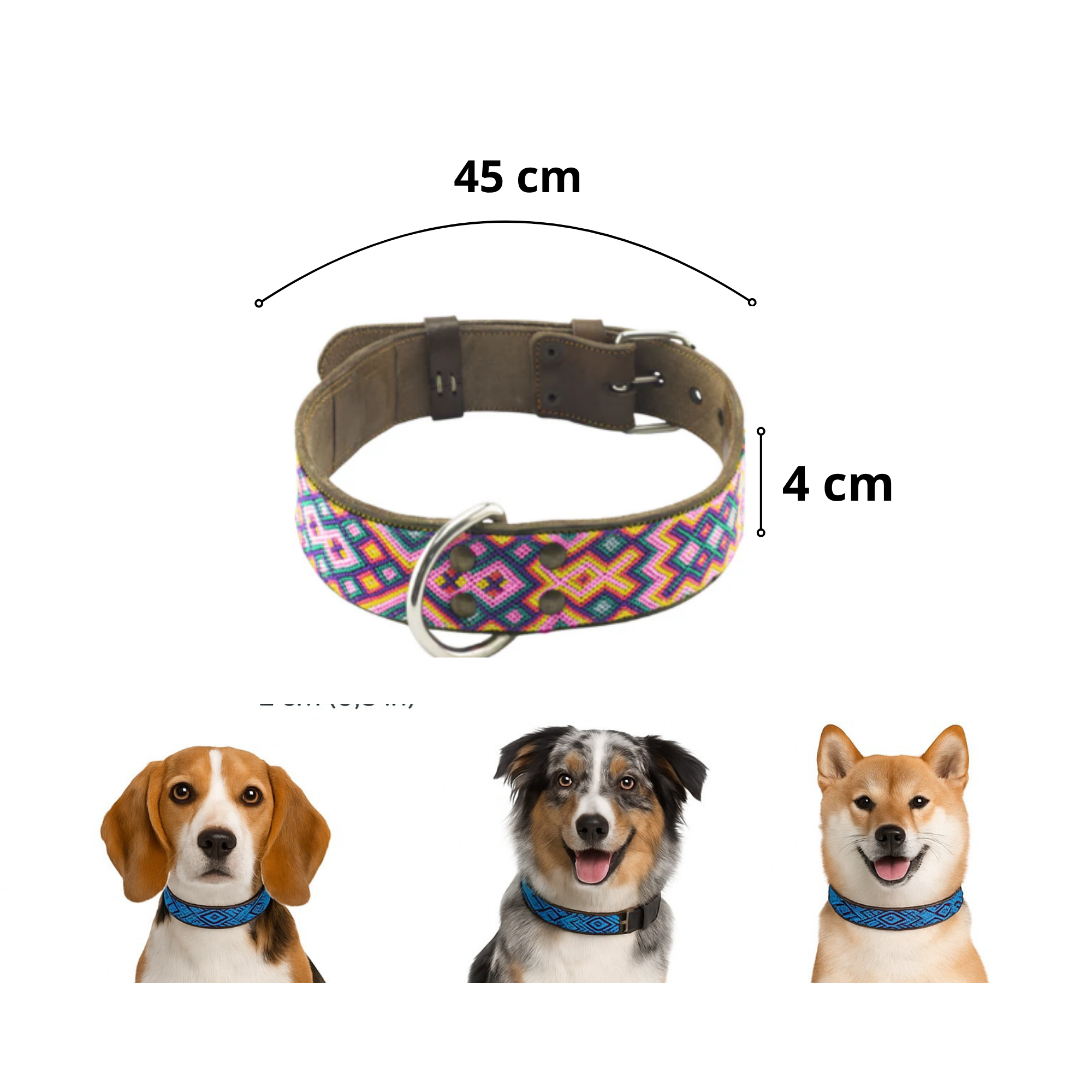 BKolor Collar Artesanal Color Rosa Talla Mediano Ancho