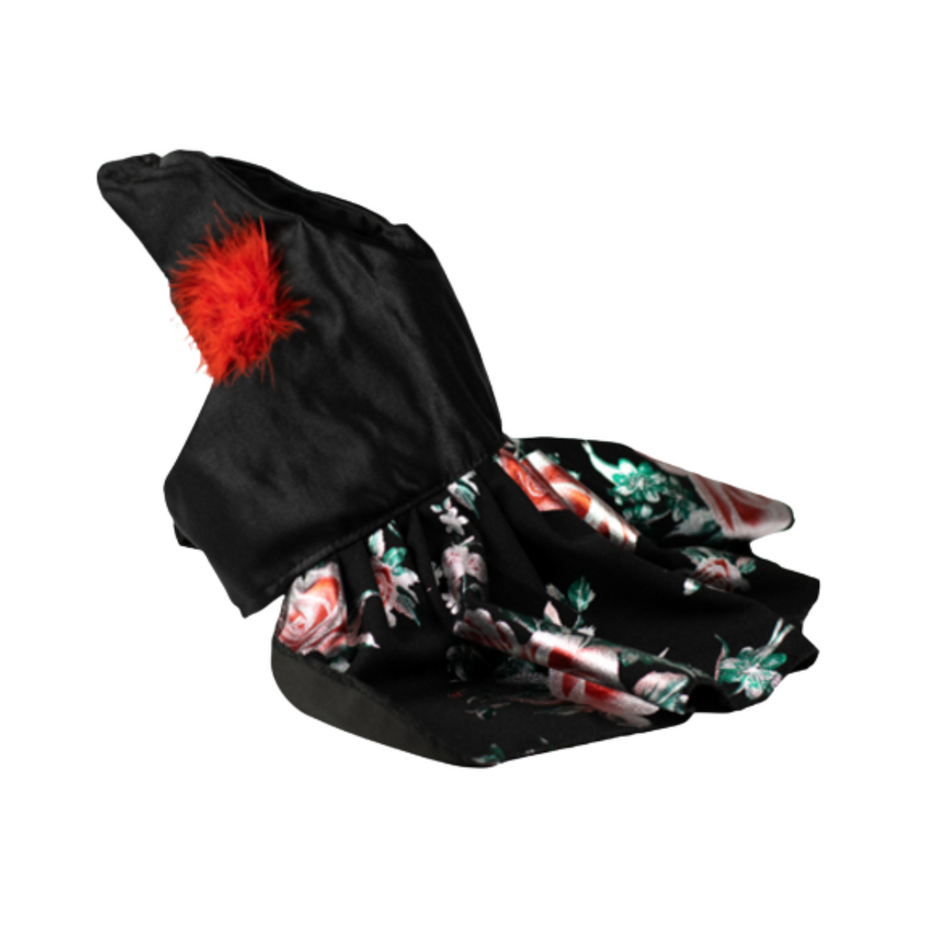 CATM Vestido Elegance Color Negro con Falda con Estampado de Flores Talla 5