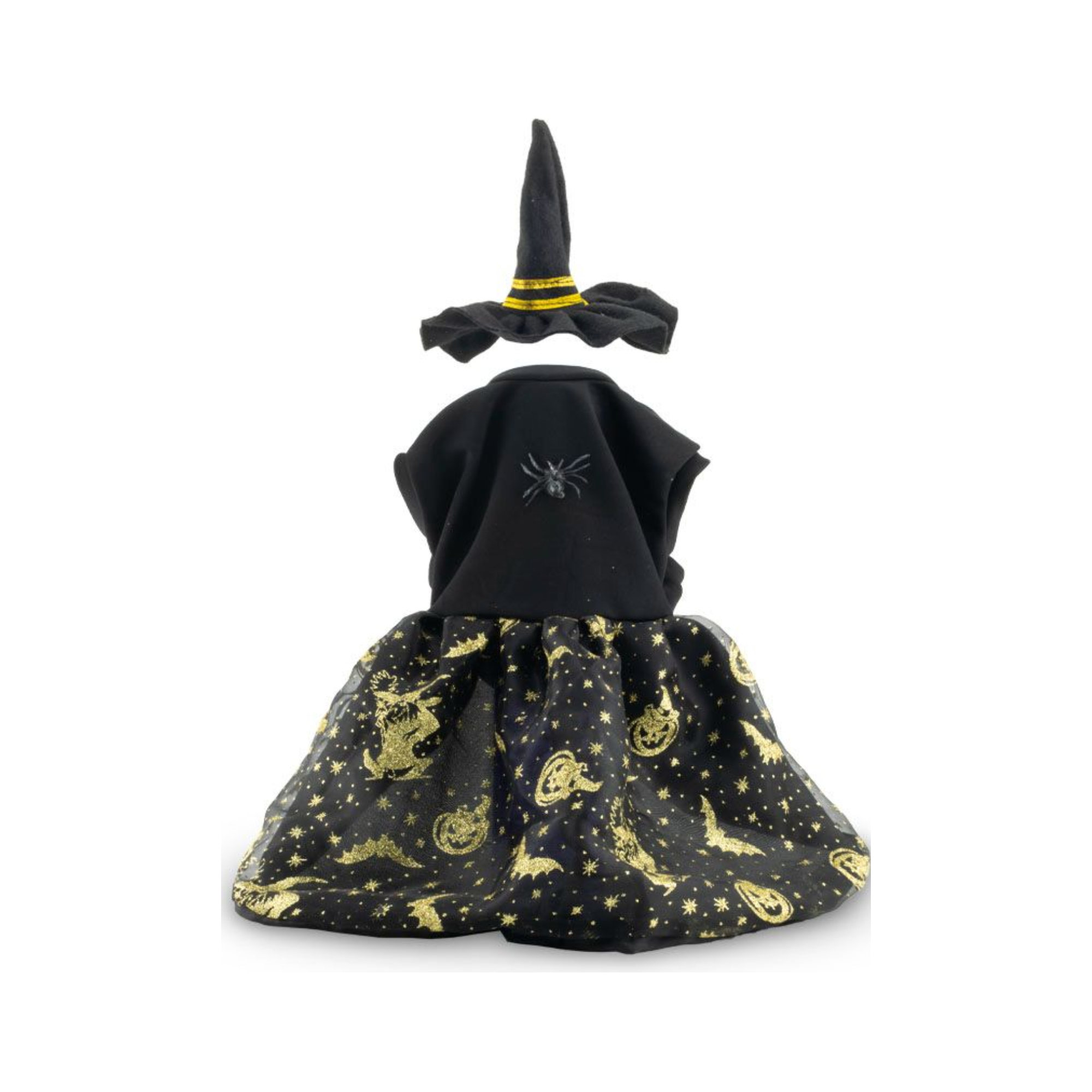 CATM Disfraz de Bruja Color Negro con Dorado para Mascota Talla 3