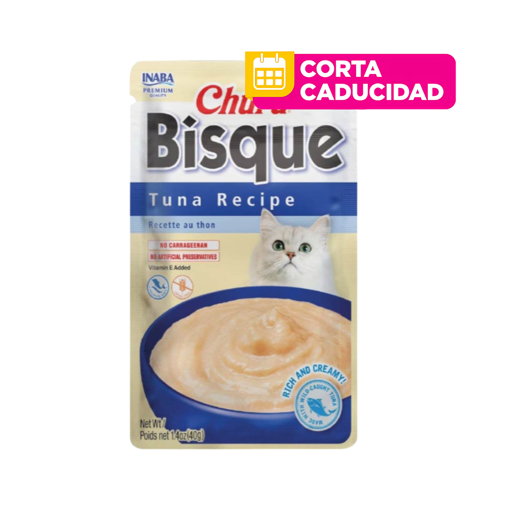 CORTA CADUCIDAD 29 Ago 2026 - Premio Churu Gato Bisque Atún, Puré Cremoso, 1 Sobre 40g