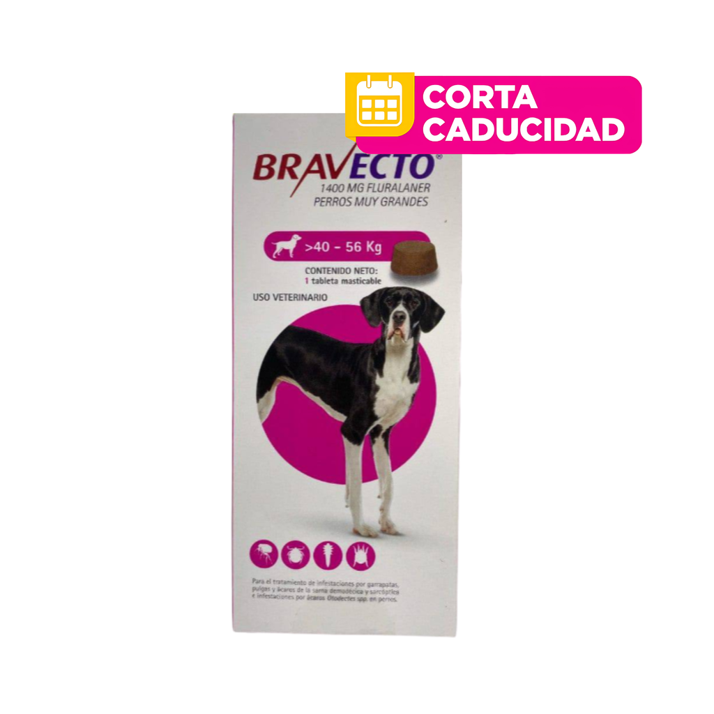 CORTA CADUCIDAD 31 Ago 2026 - BRAVECTO 40 - 56 KG