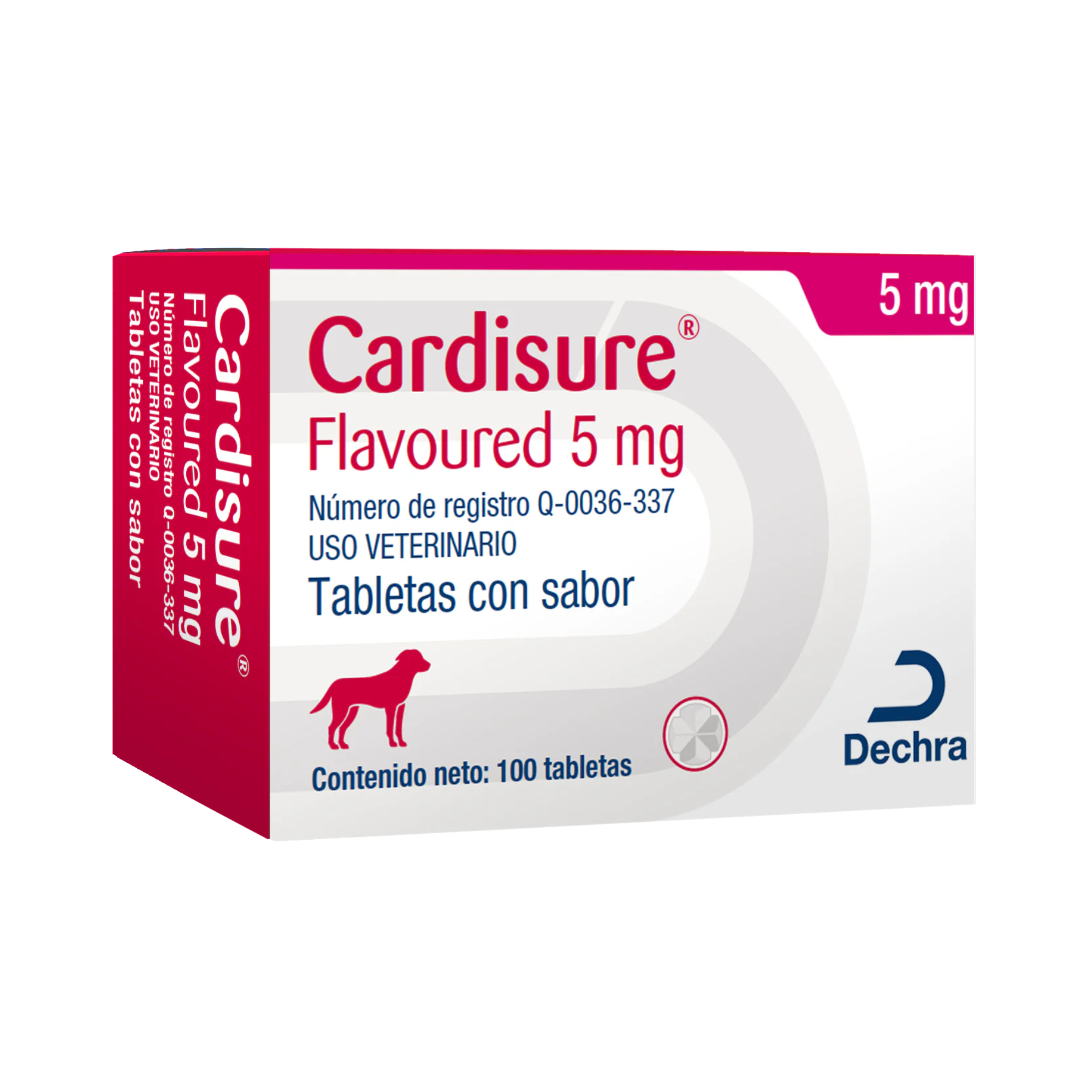 Cardisure 5 mg pimobendan, caja con 100 tabletas Dechra para perros con insuficiencia cardiaca