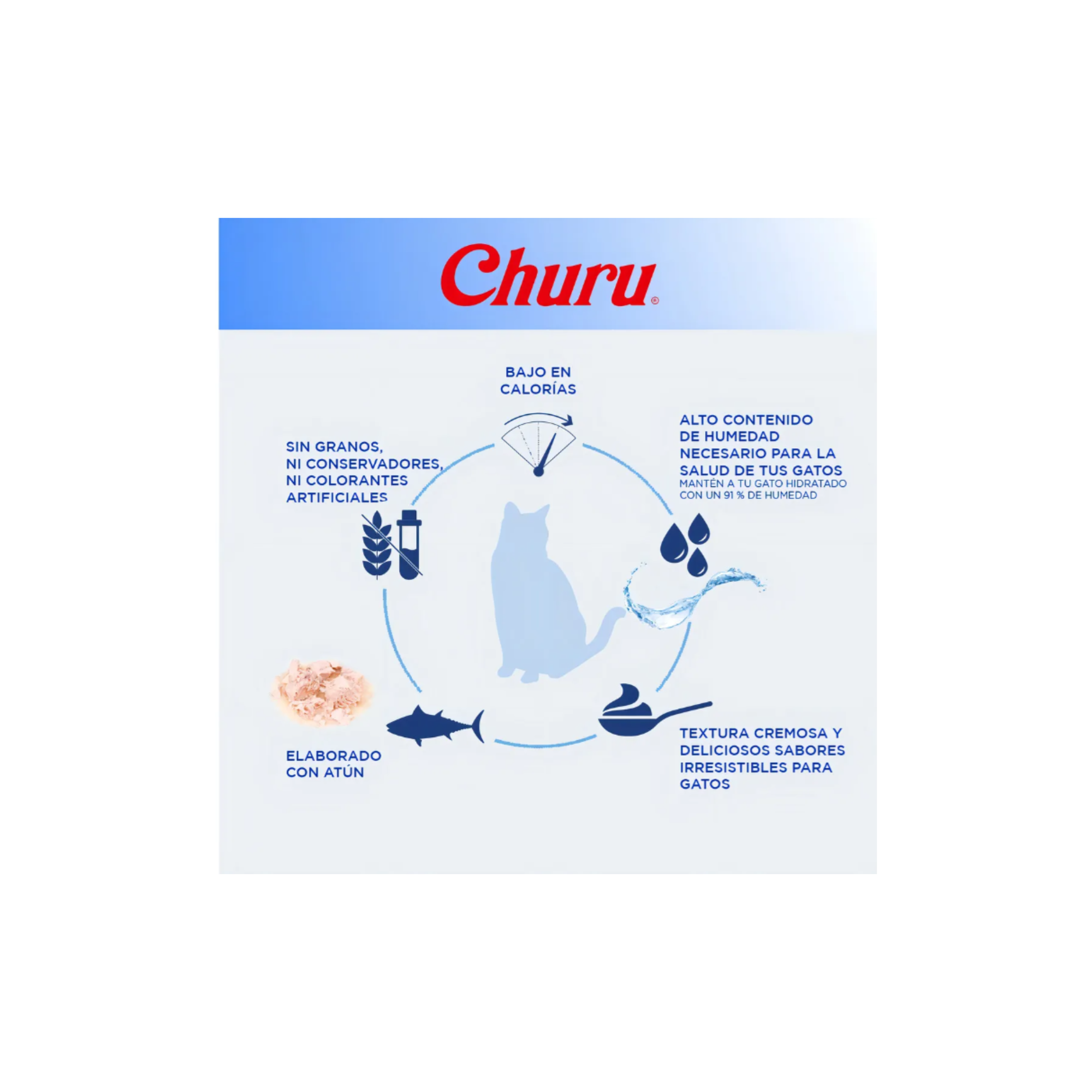 Churu 6 Pack Premios para Gato Atún y Salmón 4 tubos de 14 Gr c/u