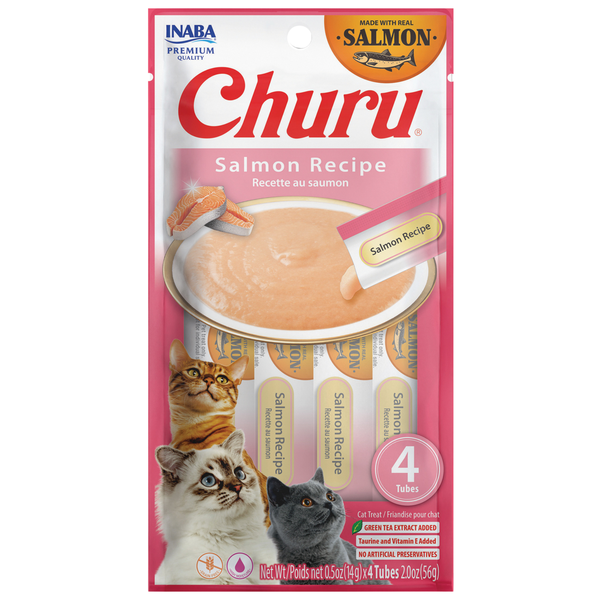 Churu Premios para Gato Real Salmón Bolsa de 4 Tubos 14 g