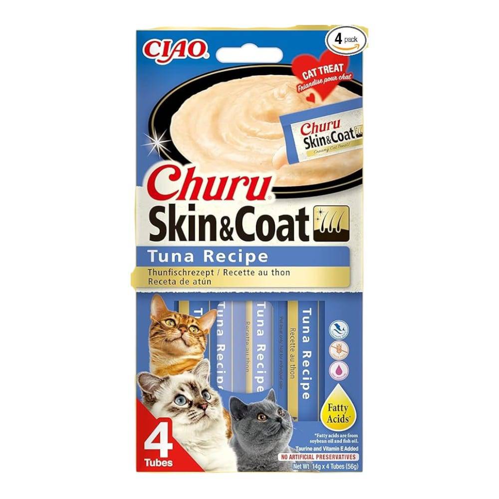 Churu Food Premios para Gato Skin and Coat Atún 4 tubos de 14 Gr c/u