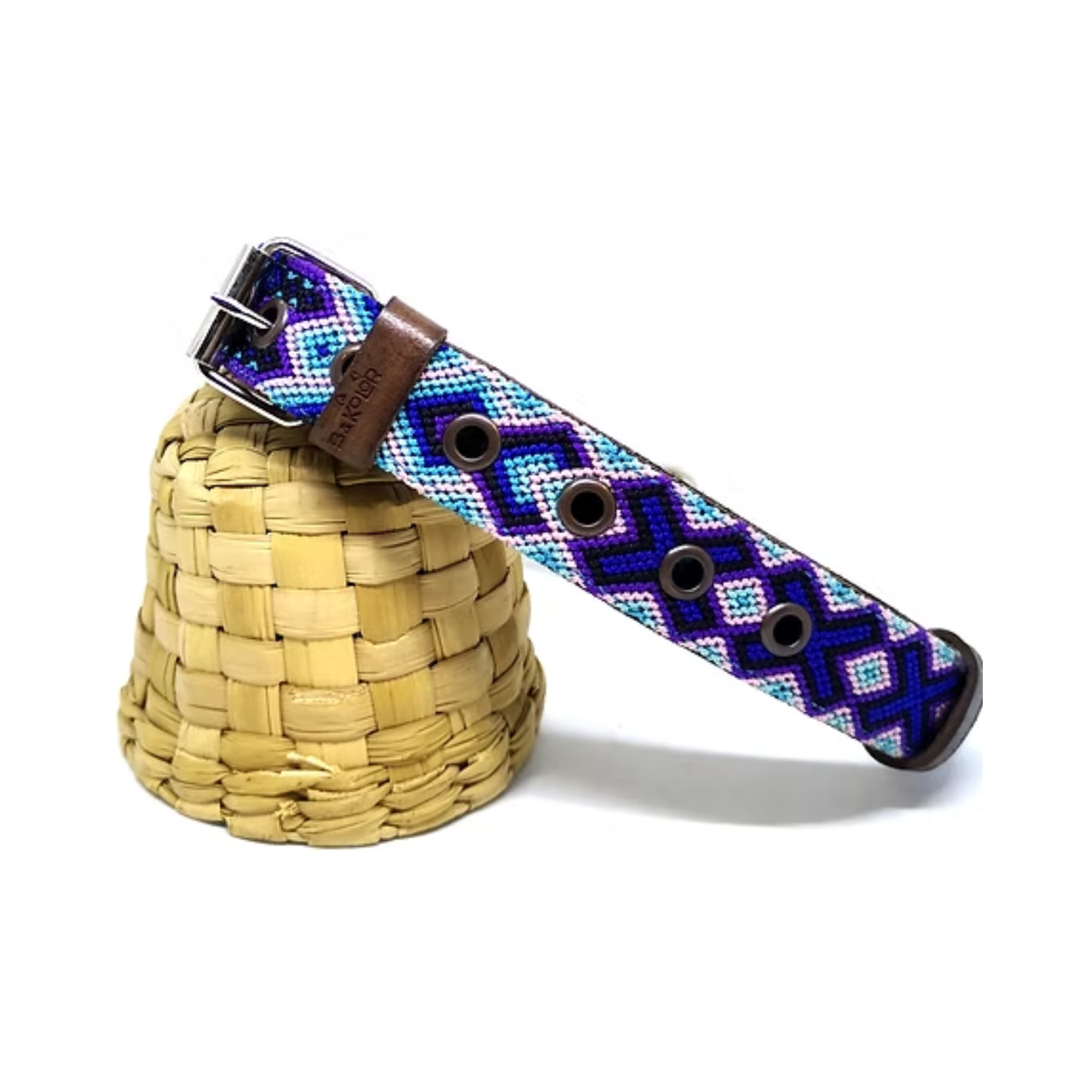 Collar Artesanal Ancho para Perro Pequeño Azul B and Kolor Grande