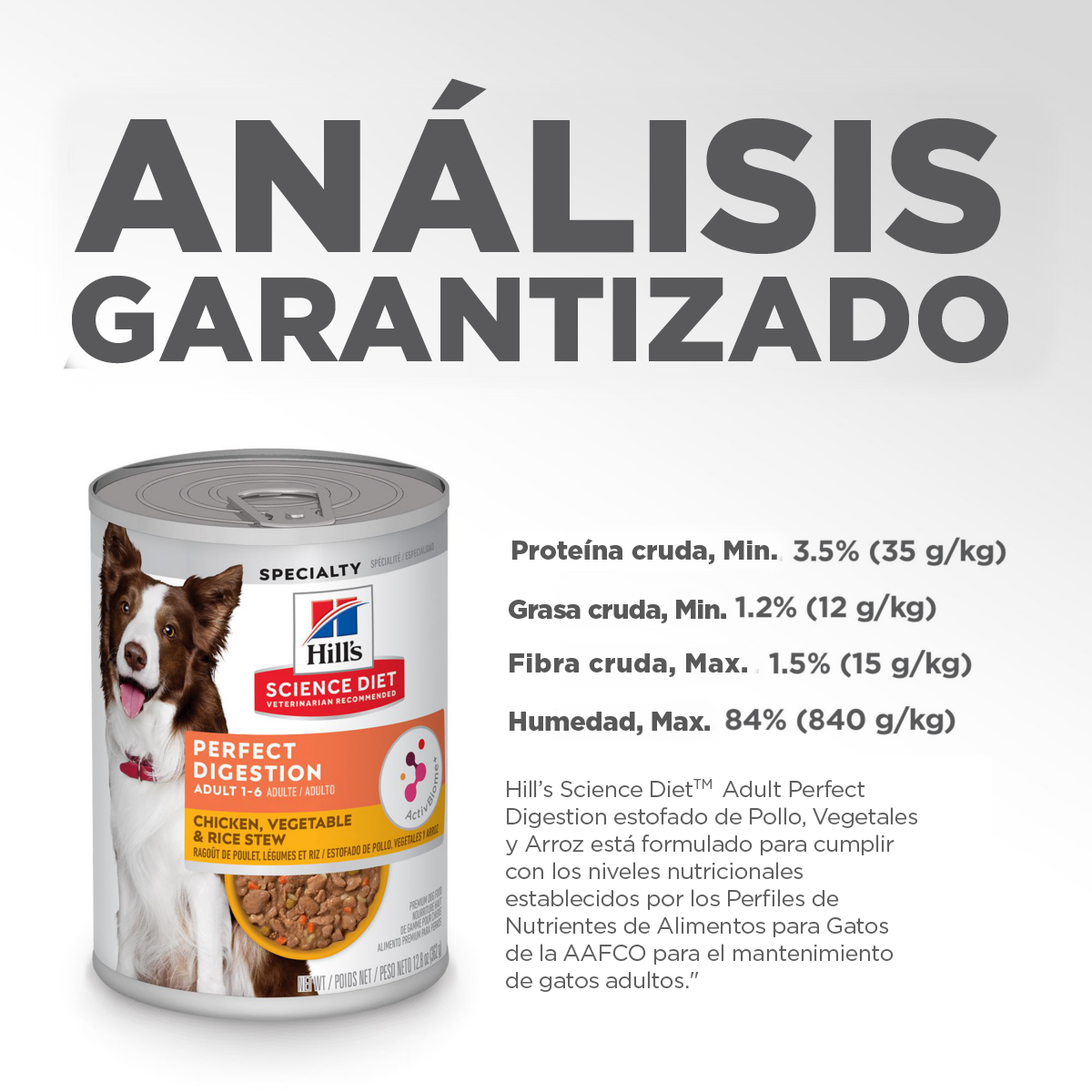 12 Latas Hill's Science Diet Adult Perfect Digestion Sabor Estofado Pollo y Vegetales, Alimento Húmedo para Perros Adultos, Digestión Saludable, 363g