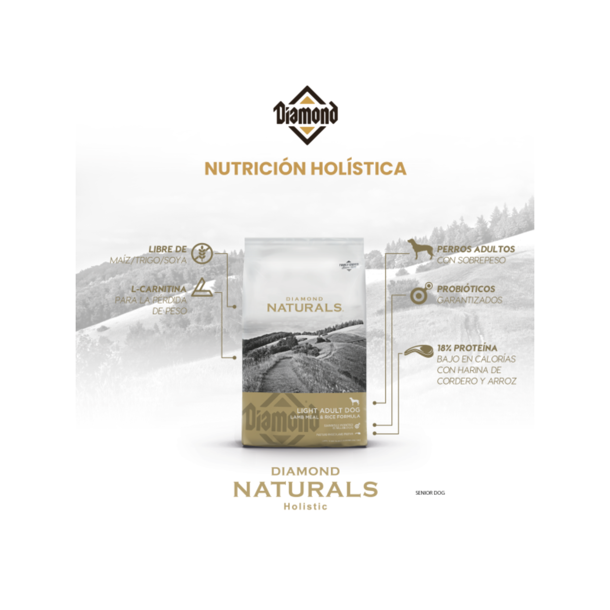 Diamond Naturals Adulto Light Cordero y Arroz 6.79 kg bajo en calorías
