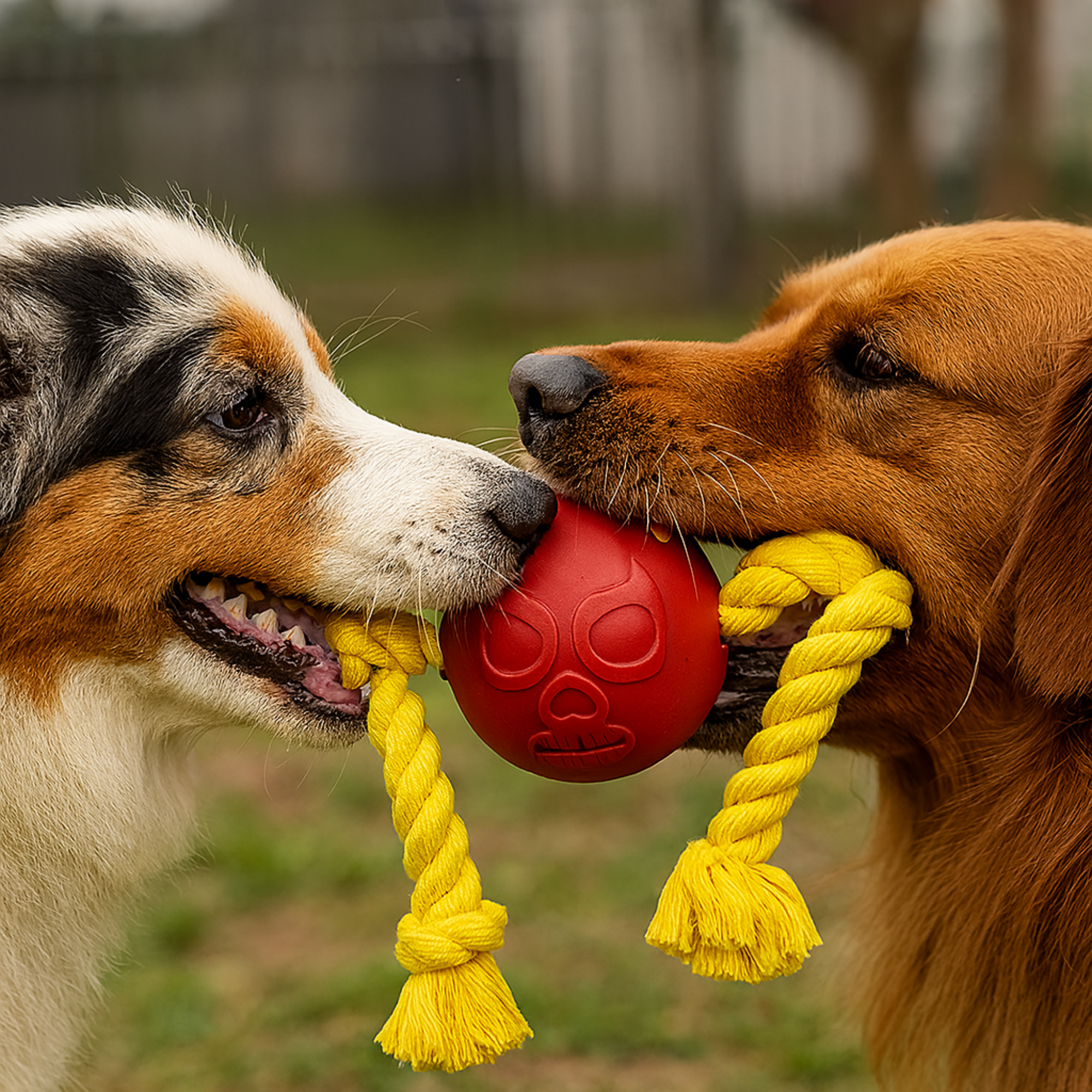 Pelota El Diablo de hule natural con cuerda para perro grande 4BF - AniMALL