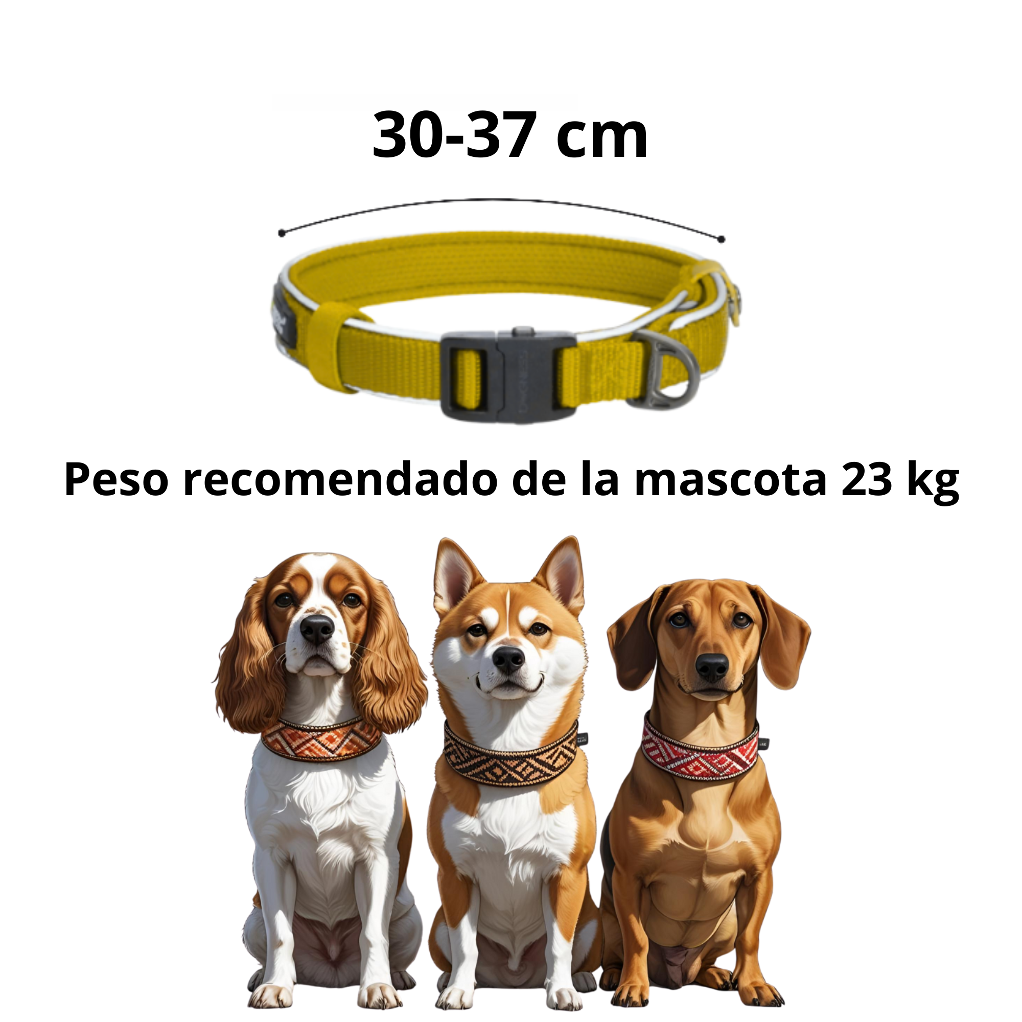 Dogness Collar Reflectivo Color Amarillo Para Perro Talla S