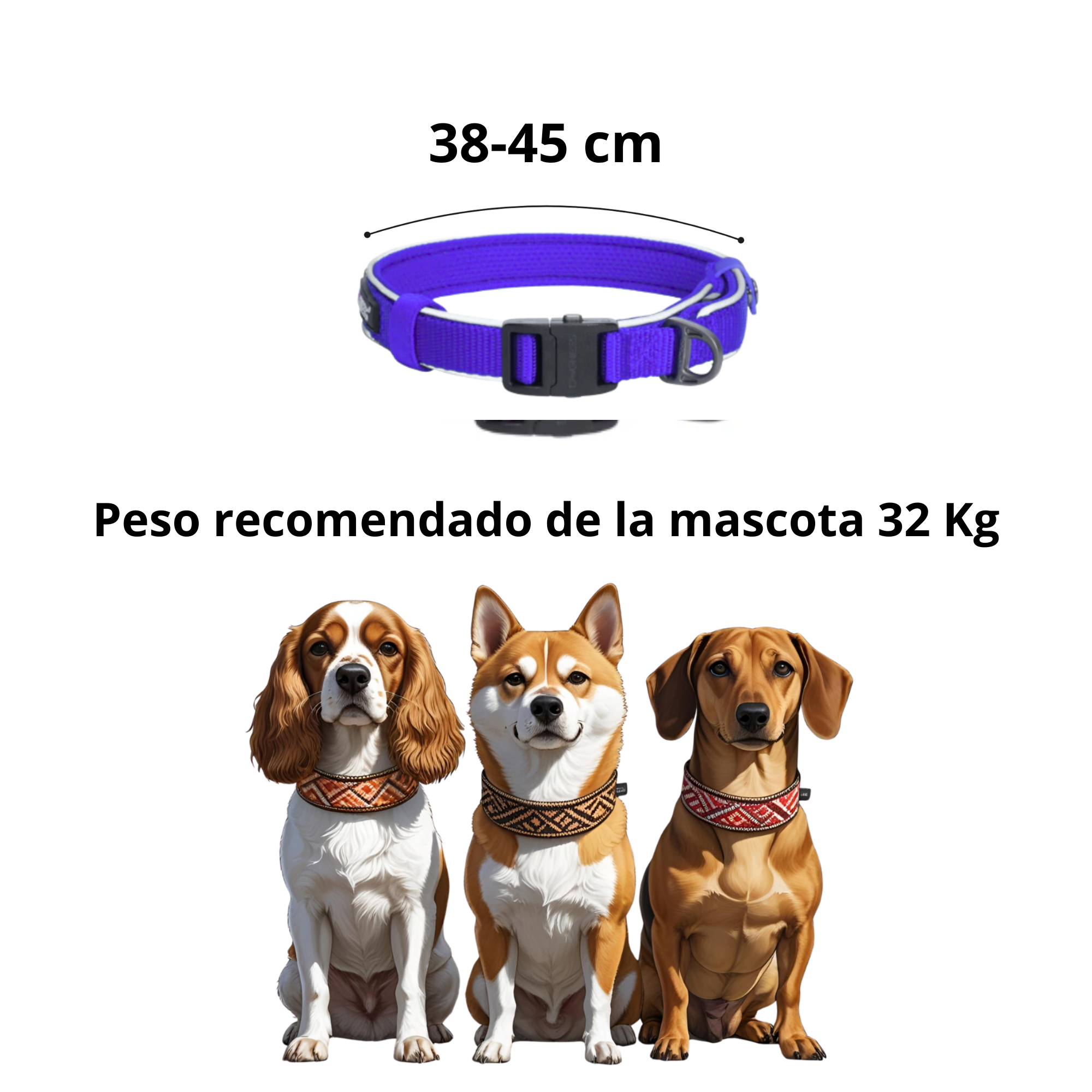 Dogness Collar Reflectivo Color Azul Para Perro Talla M