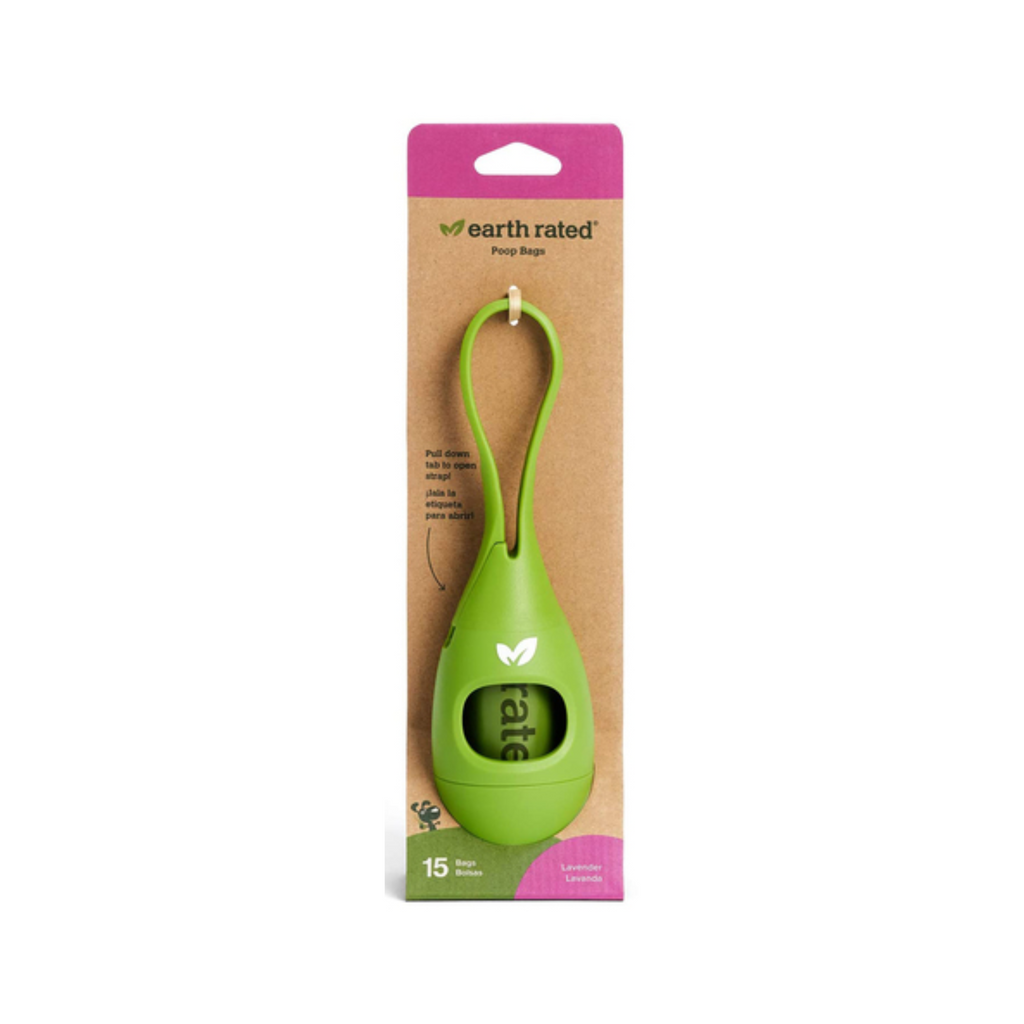 Earth Rated Dispensador de Bolsas para Correa con 15 Bolsas Aroma a Lavanda