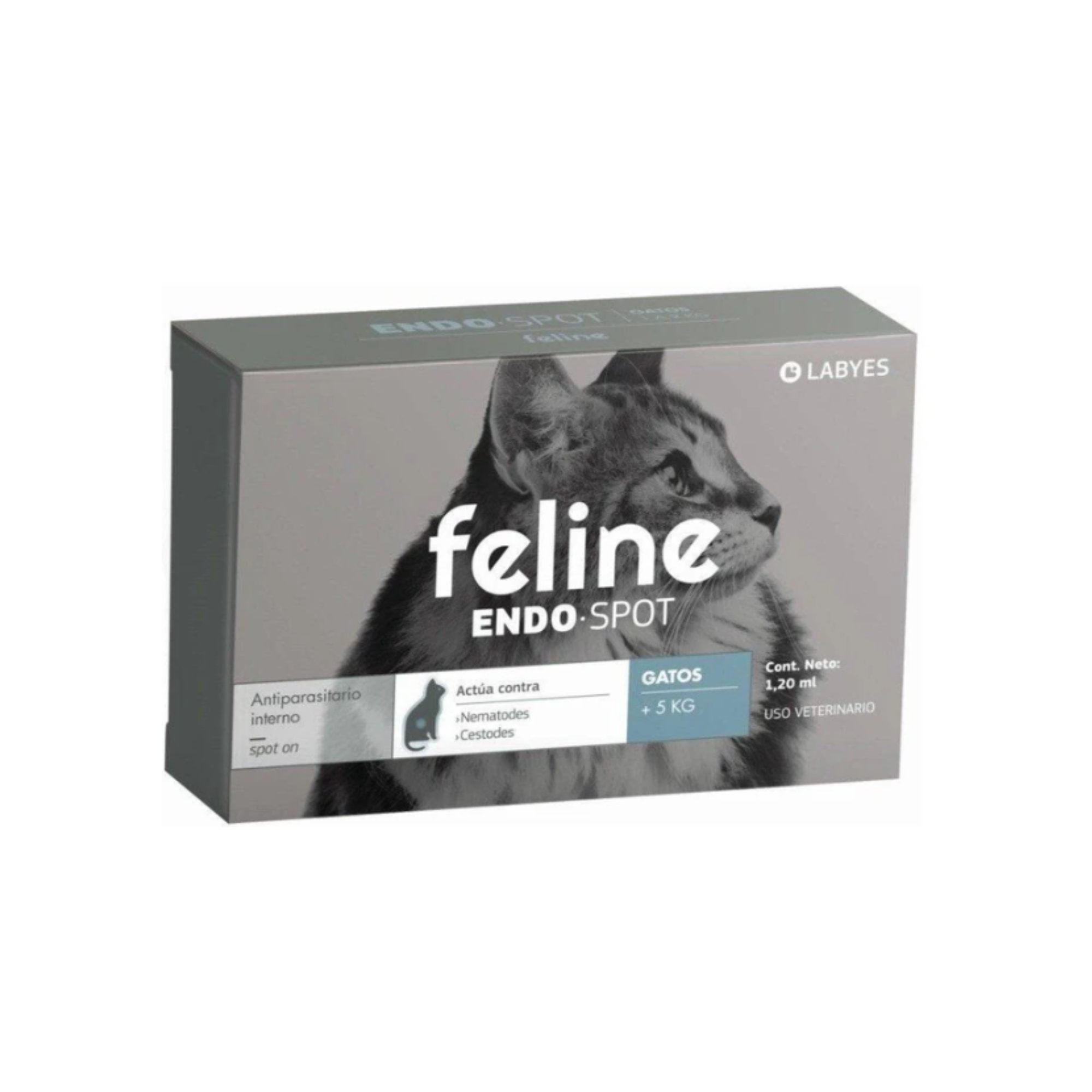 Endo Spot Feline +5 Kg Labyes, pipeta desparasitante interna spot-on para gatos grandes