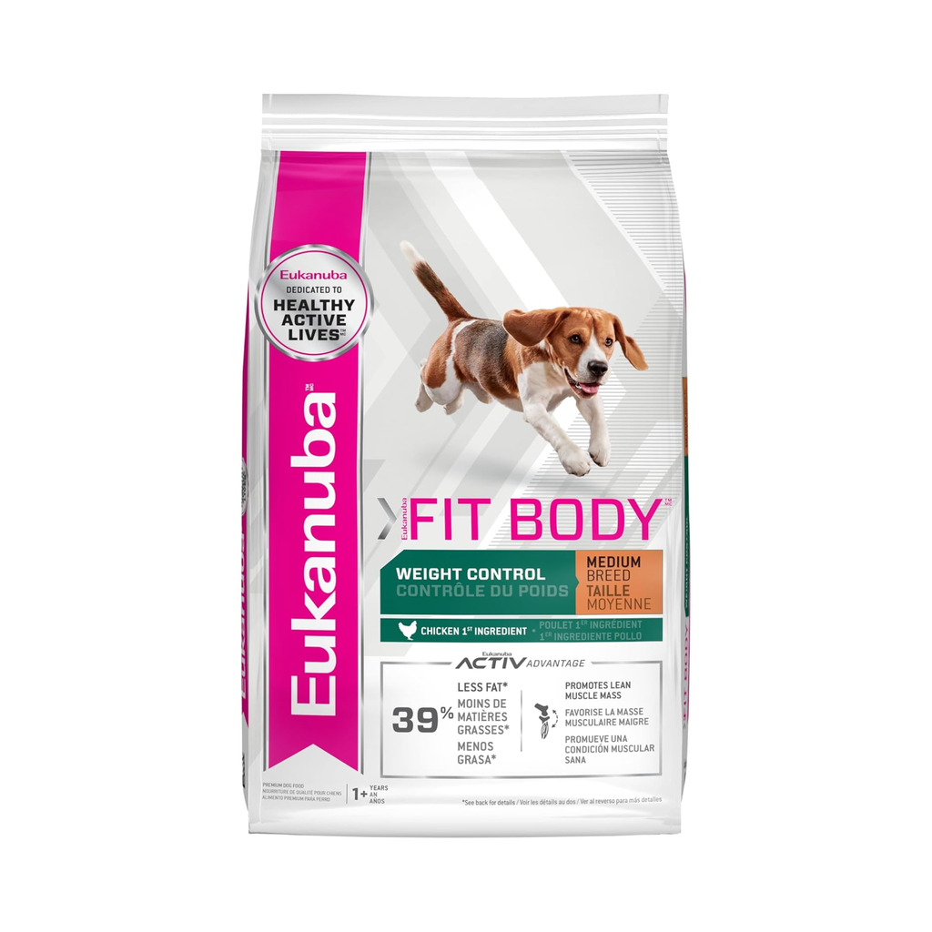 Eukanuba Weight Control Fit Body razas medianas 12.71 kg, alimento para control de peso
