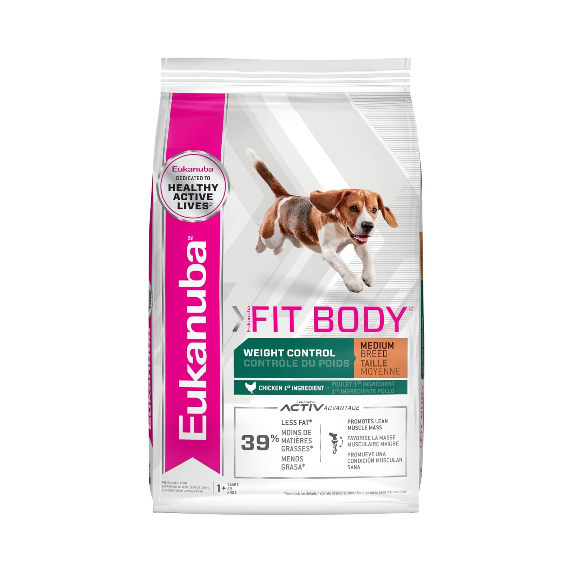 Eukanuba Weight Control Fit Body razas medianas 12.71 kg, alimento para control de peso