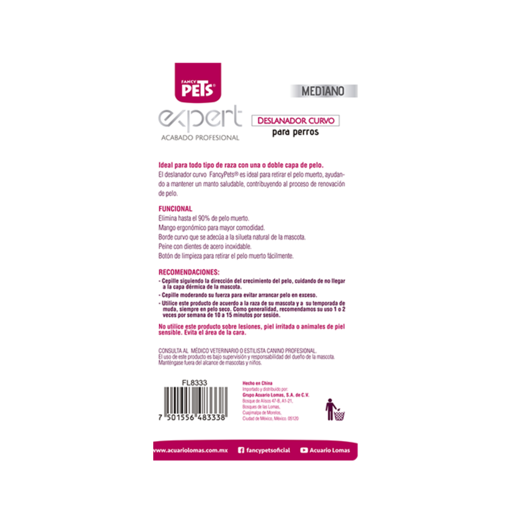 Fancy Pets Deslanador Curvo Mediano para Perro y Gato