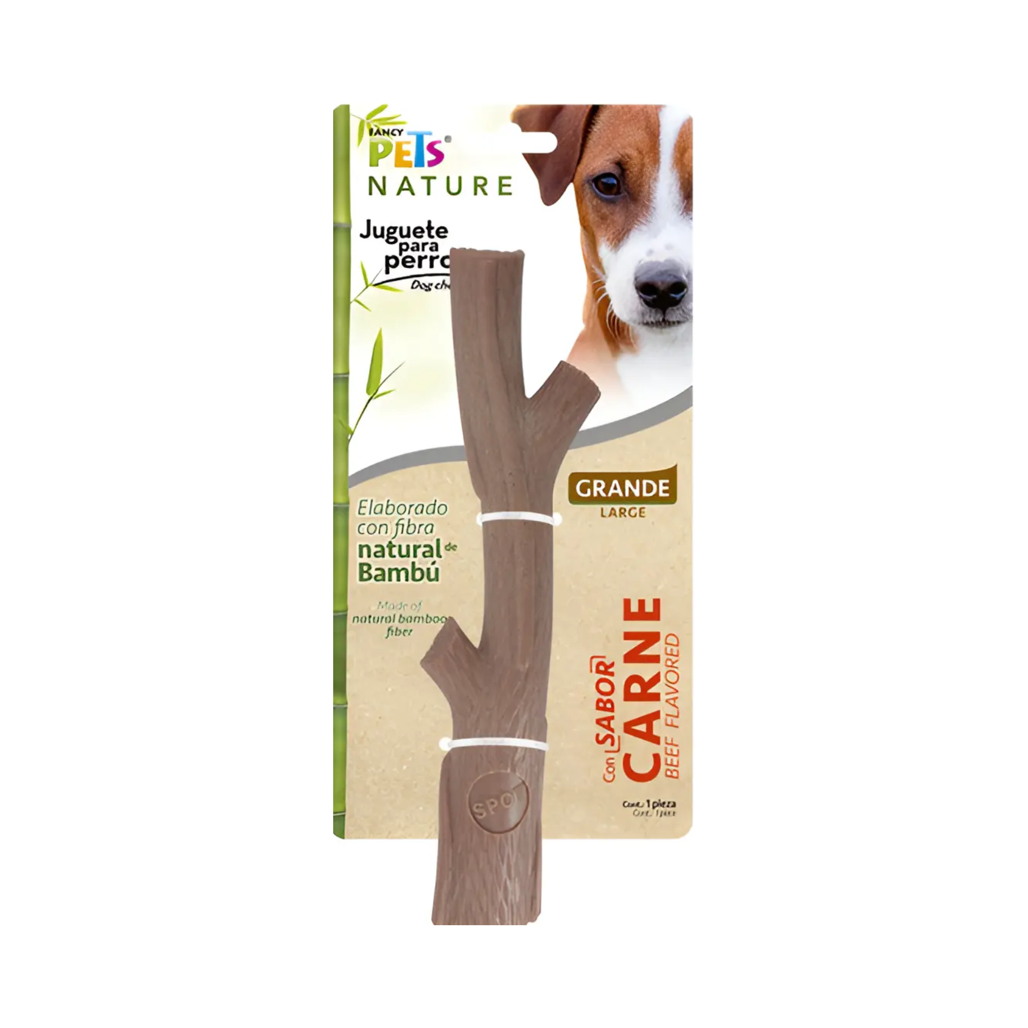 Fancy Pets Juguete Rama Bambú Plus Sabor Carne Grande para Perro