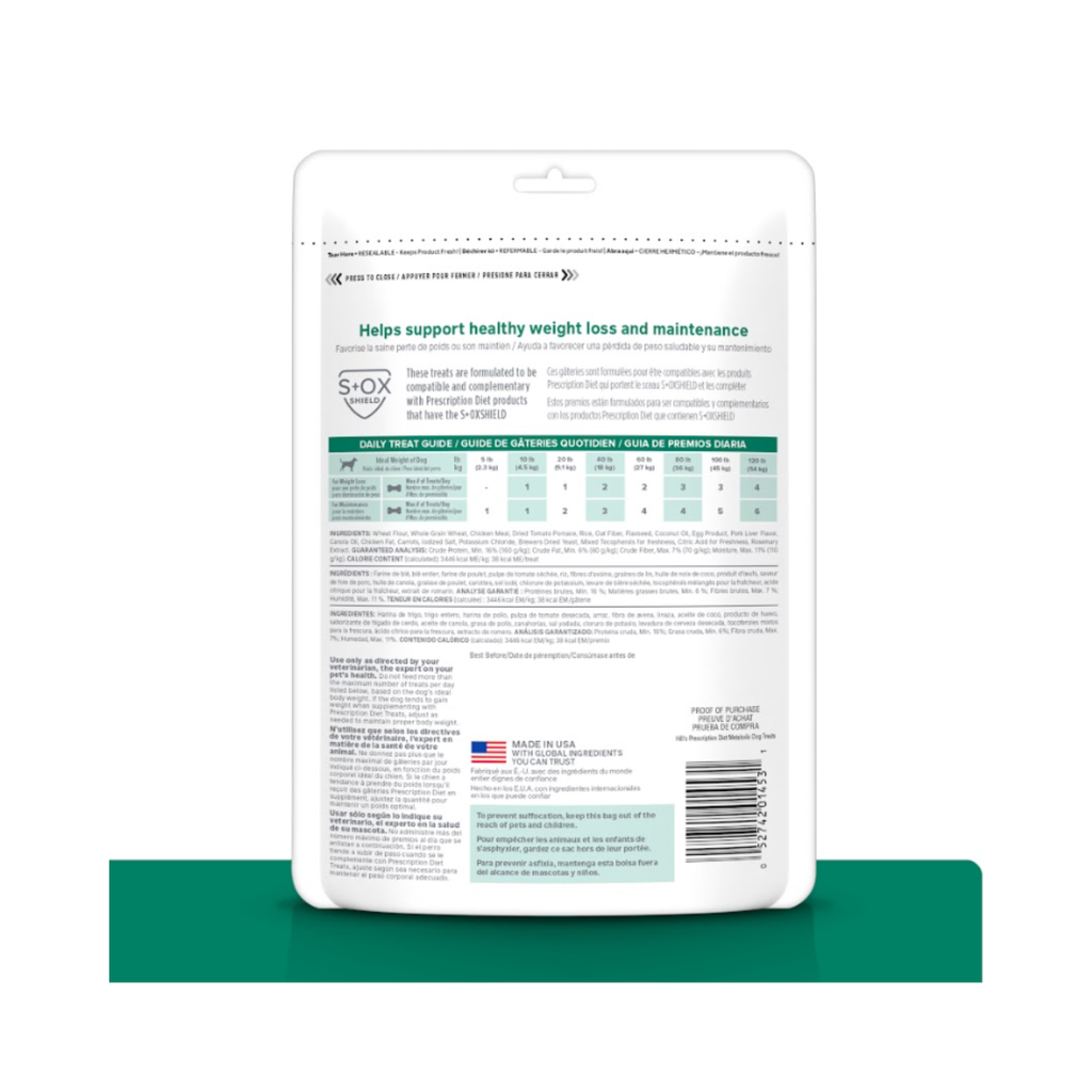 5 Bolsas Hill's Prescription Diet Premios Metabolic Control de Peso para perro 340 g