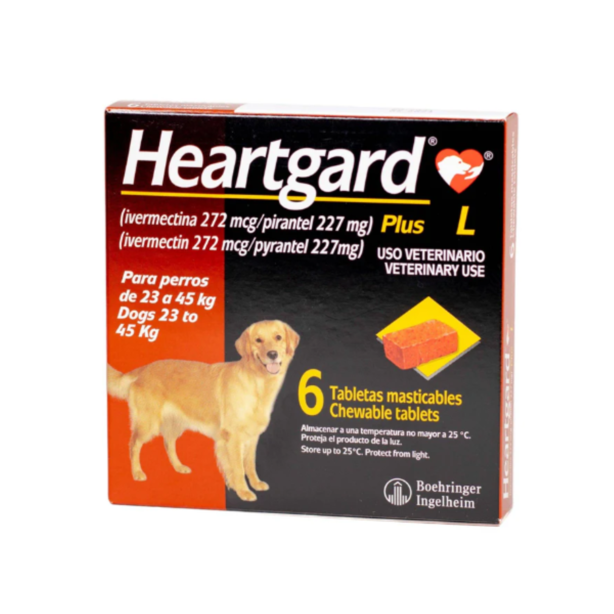 Heartgard Plus L tabletas masticables para perros de 23 a 45 kg, prevención del gusano del corazón