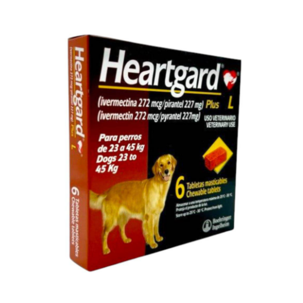 Caja Heartgard Plus L con 6 tabletas masticables antiparasitarias para perro grande
