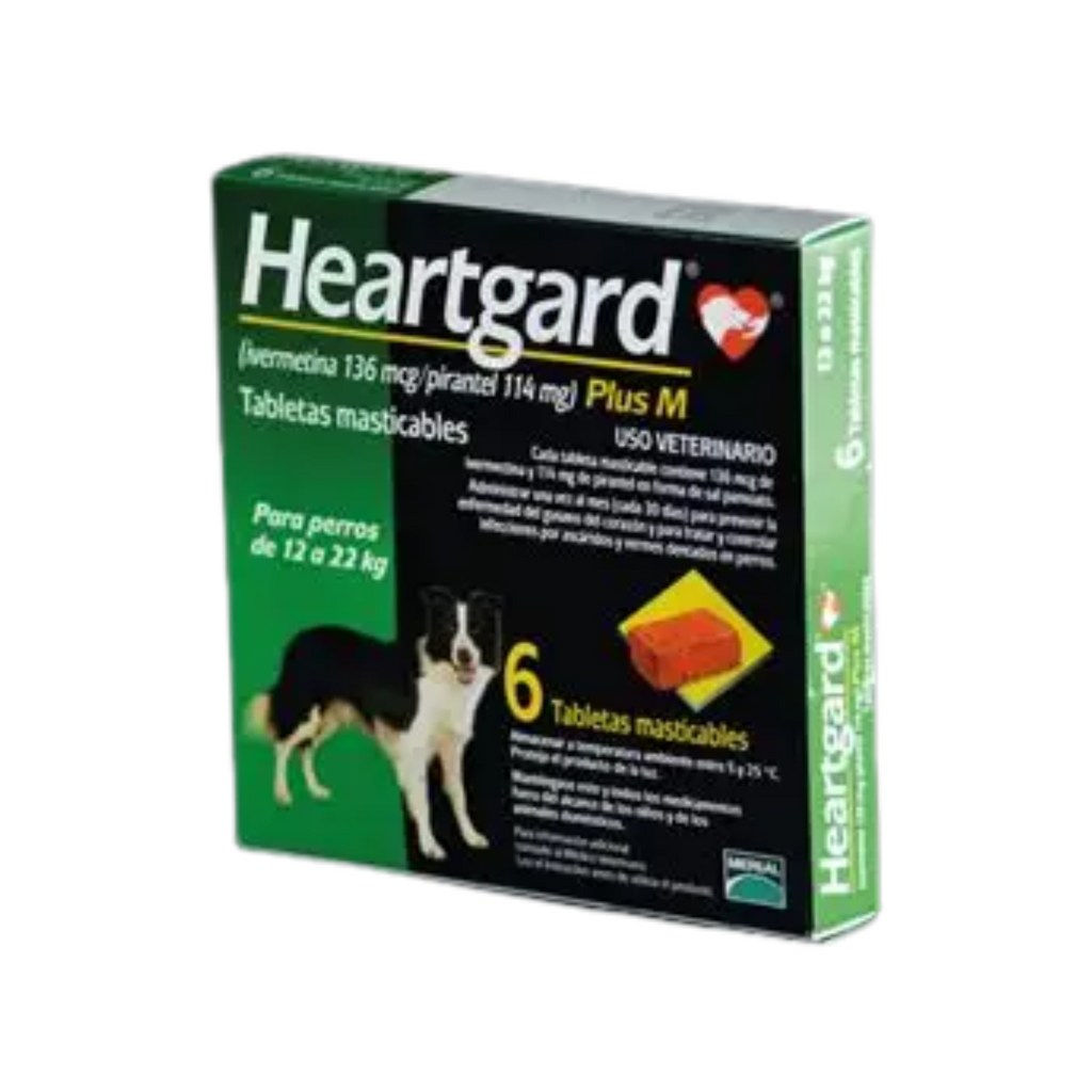 Tabletas masticables Heartgard Plus con ivermectina y pirantel para desparasitar perros medianos