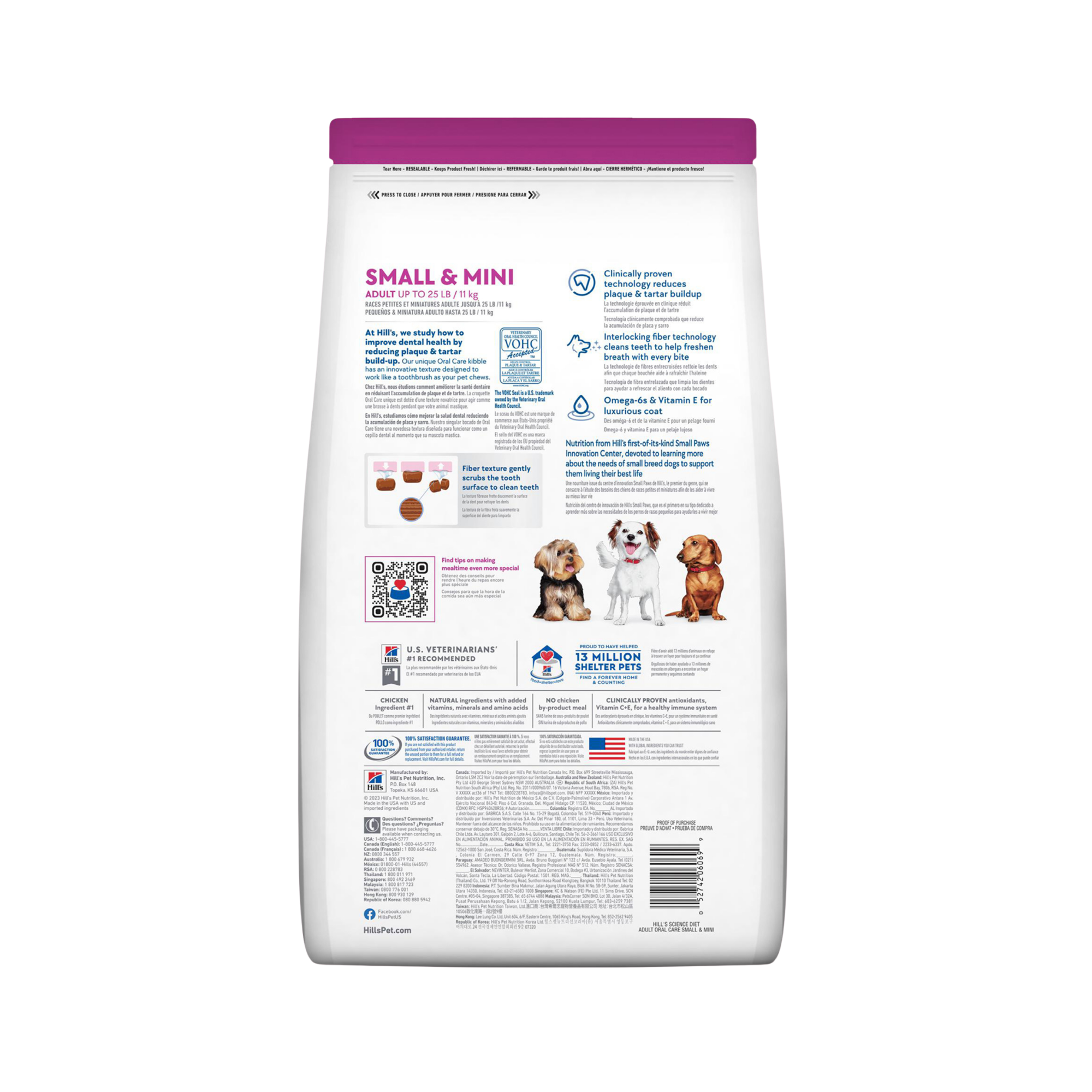 Hill's Science Diet Oral Care Small and Mini, Alimento para Cuidado Dental para perros pequeños y mini 1.814 KG