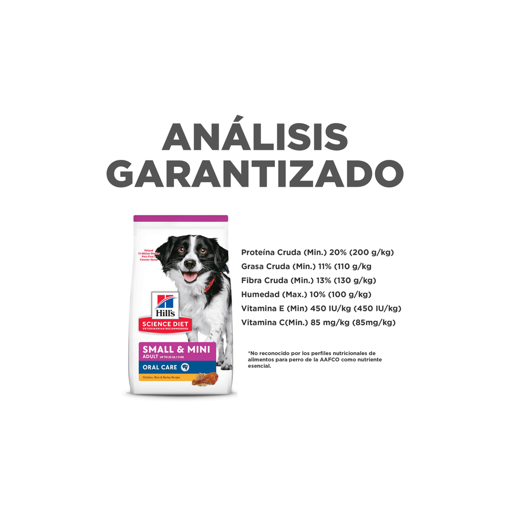 Hill's Science Diet Oral Care Small and Mini, Alimento para Cuidado Dental para perros pequeños y mini 1.814 KG
