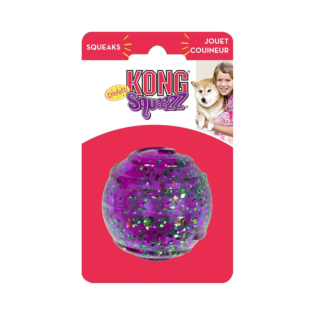 KONG Squeezz Confetti Pelota con Sonido para Perro Color Puede Variar