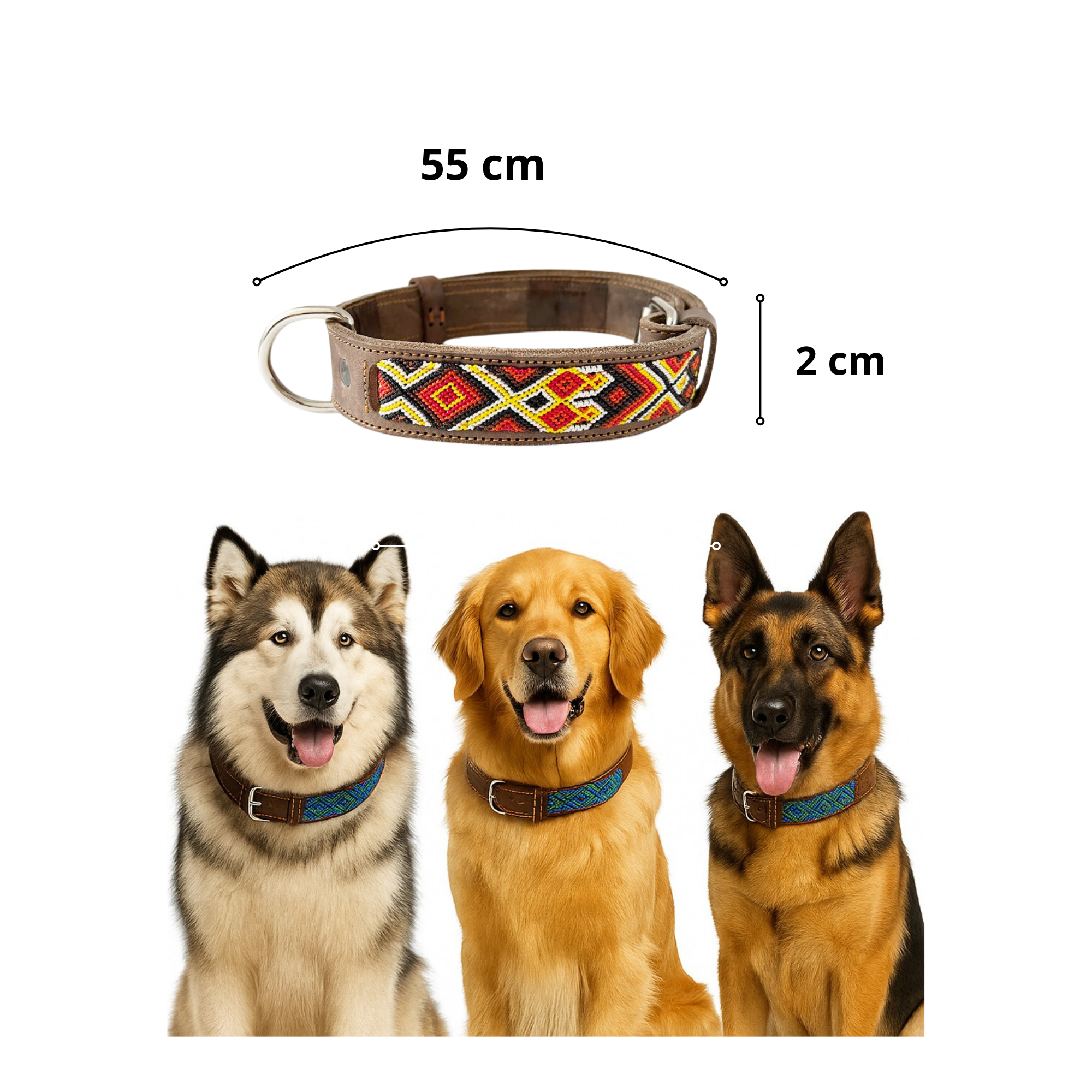 Kybopet Collar Artesanal Color Rojo Para Perro Talla Grande