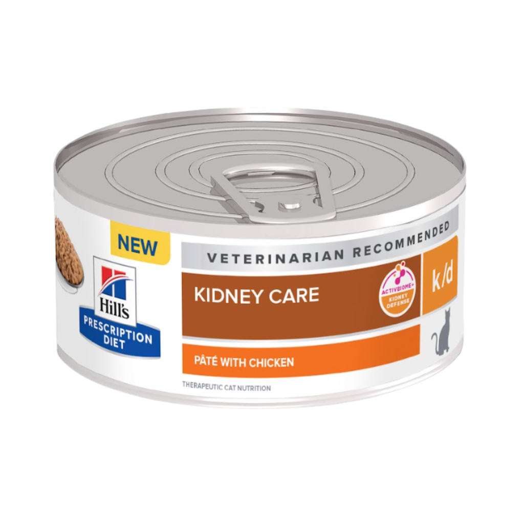 24 Latas Hill's k/d Cuidado Renal Gato 156 g, alimento húmedo para insuficiencia renal felina