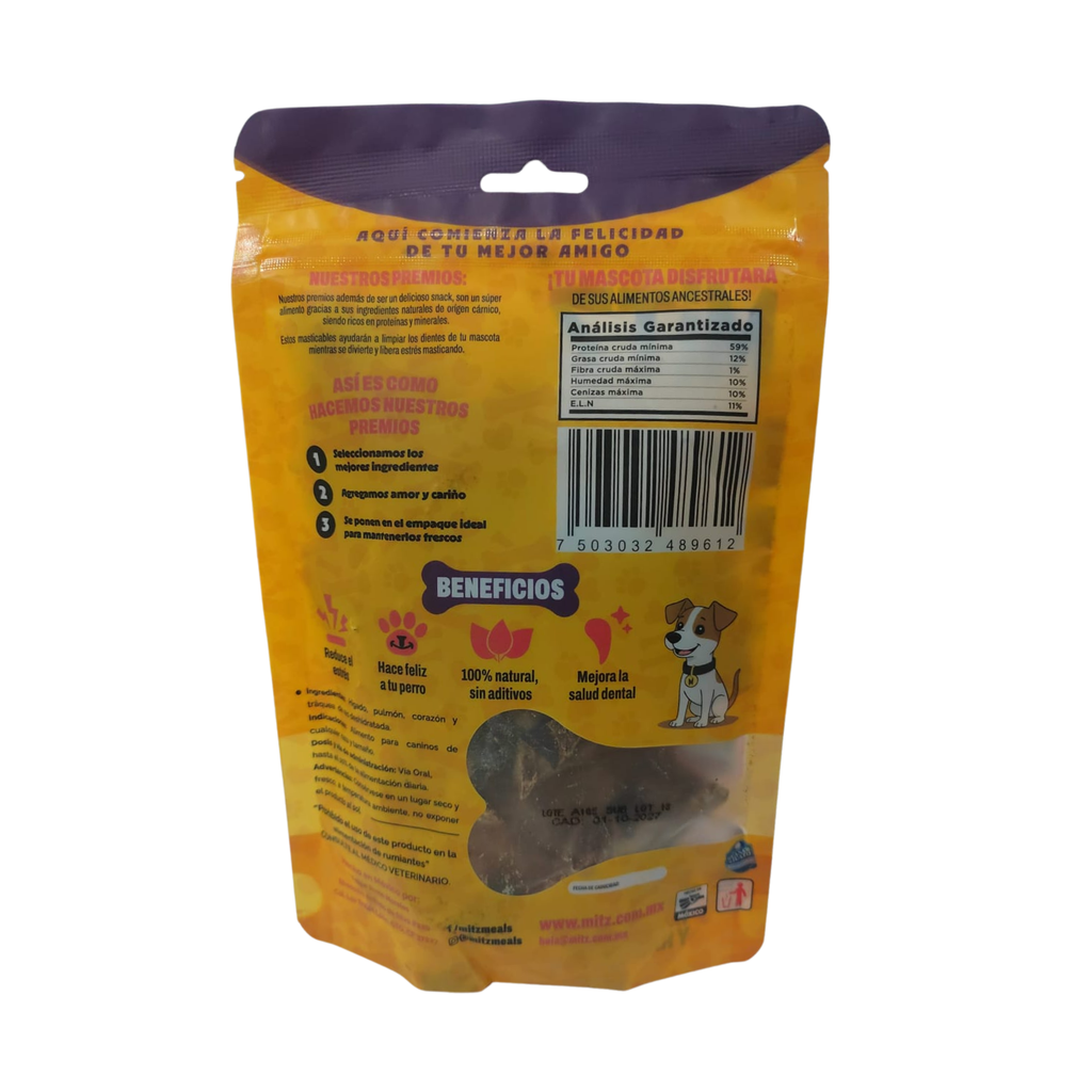 Mitz Meals Really Natural Mix de Premios Deshidratados de Ternera en Bolsa de 60 g