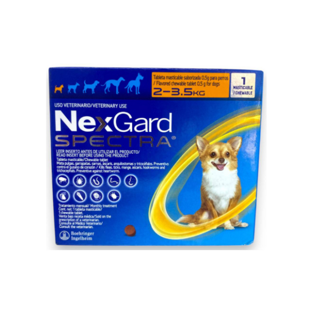 Nexgard Spectra tableta masticable antiparasitario para perros de 2 a 3.5 kg