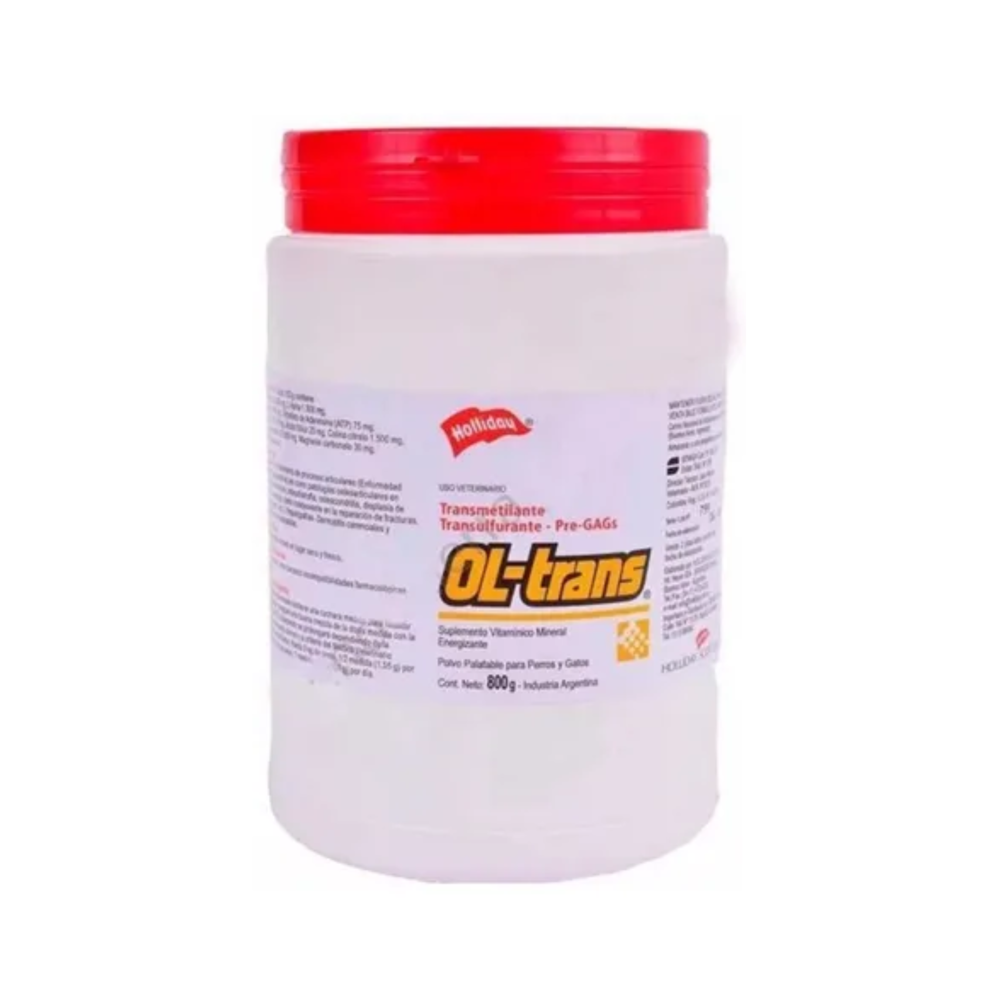 Ol Trans Suplemento 800 g Holliday, polvo palatable mezclable con alimento para salud intestinal