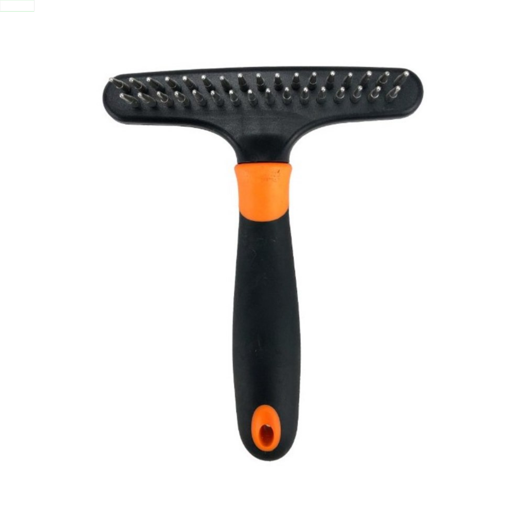 Pelu2 Deslanador Mediano con Dientes de Metal Color Negro con Naranja