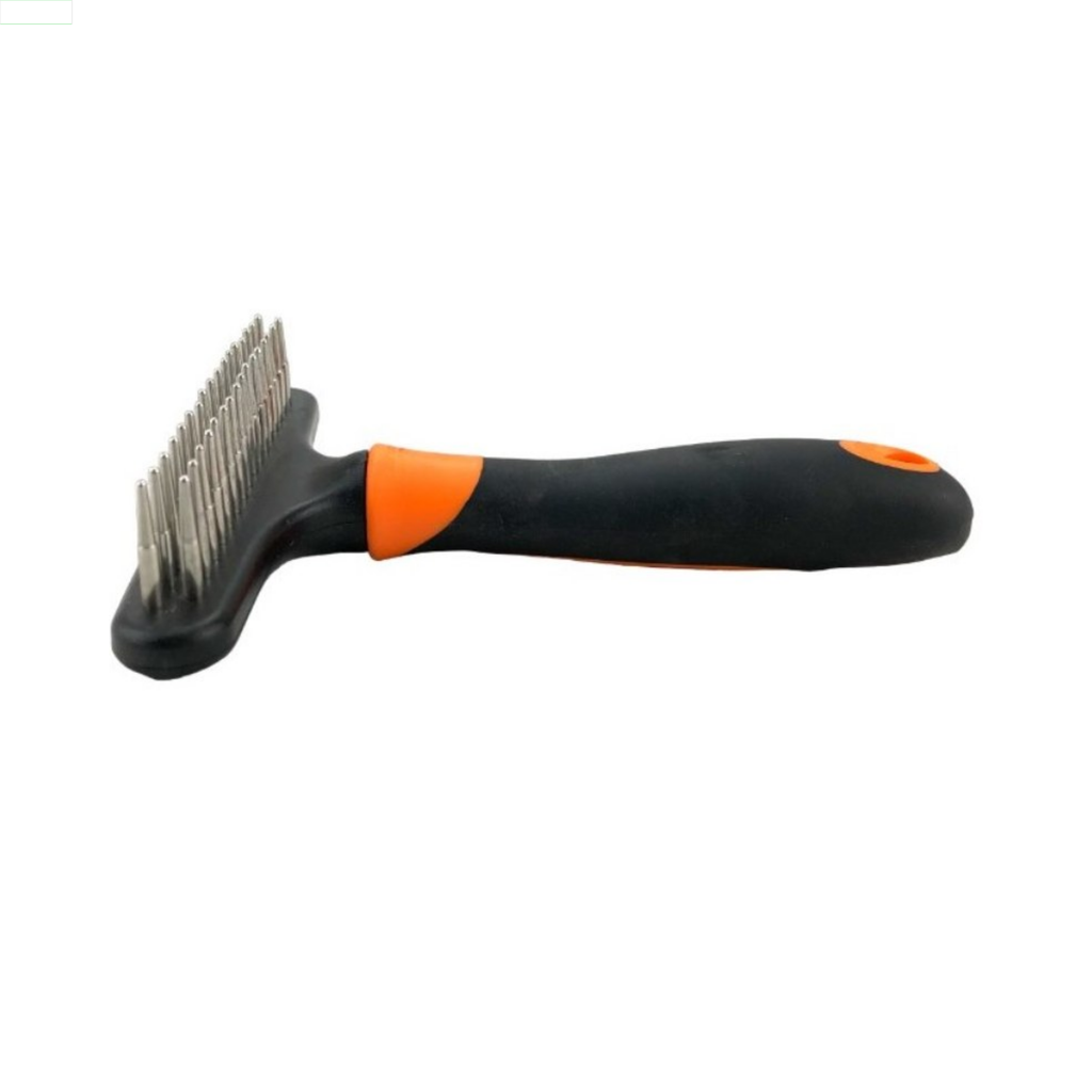 Pelu2 Deslanador Mediano con Dientes de Metal Color Negro con Naranja