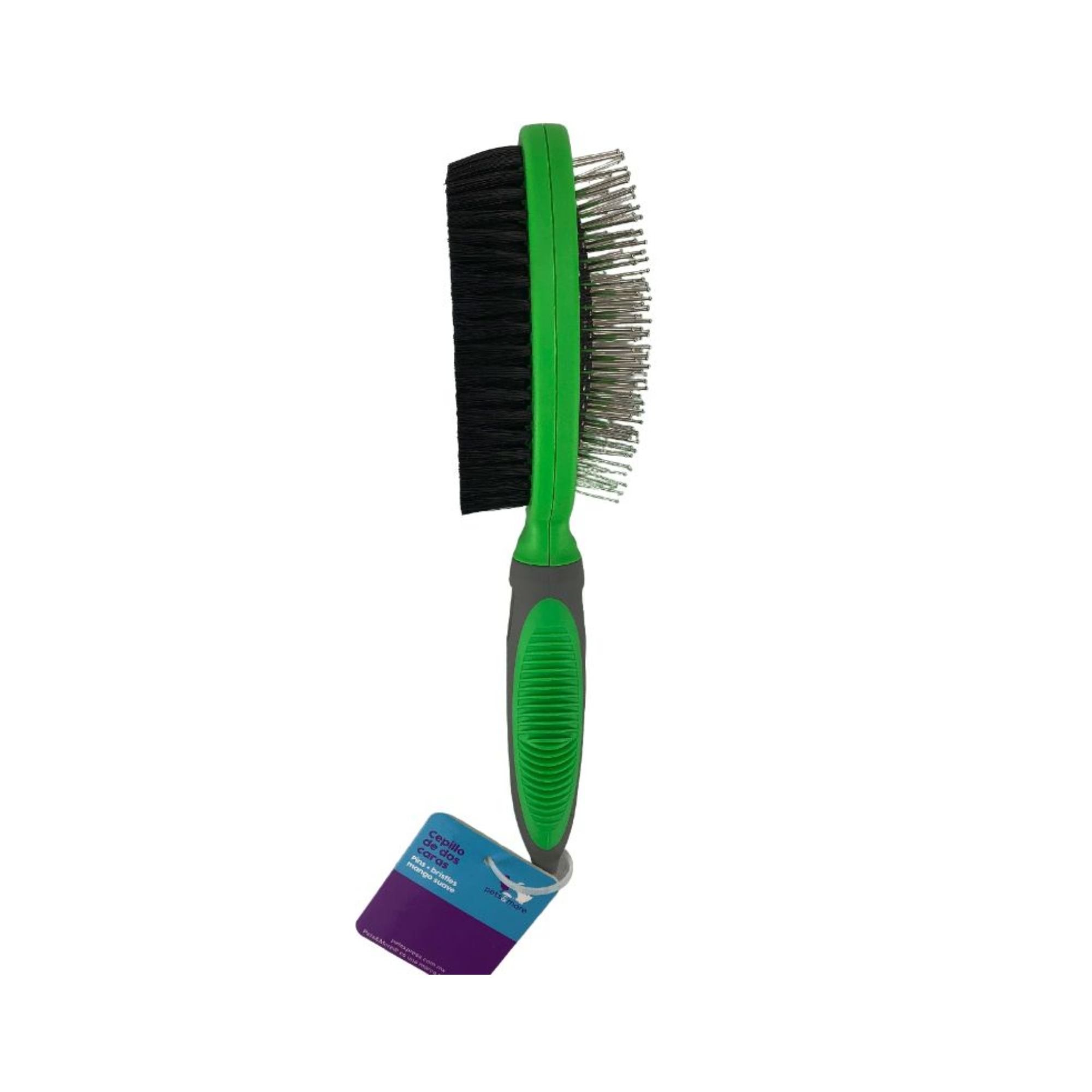 Pets and More Cepillo Doble Ergonómico Color Verde para Macotas