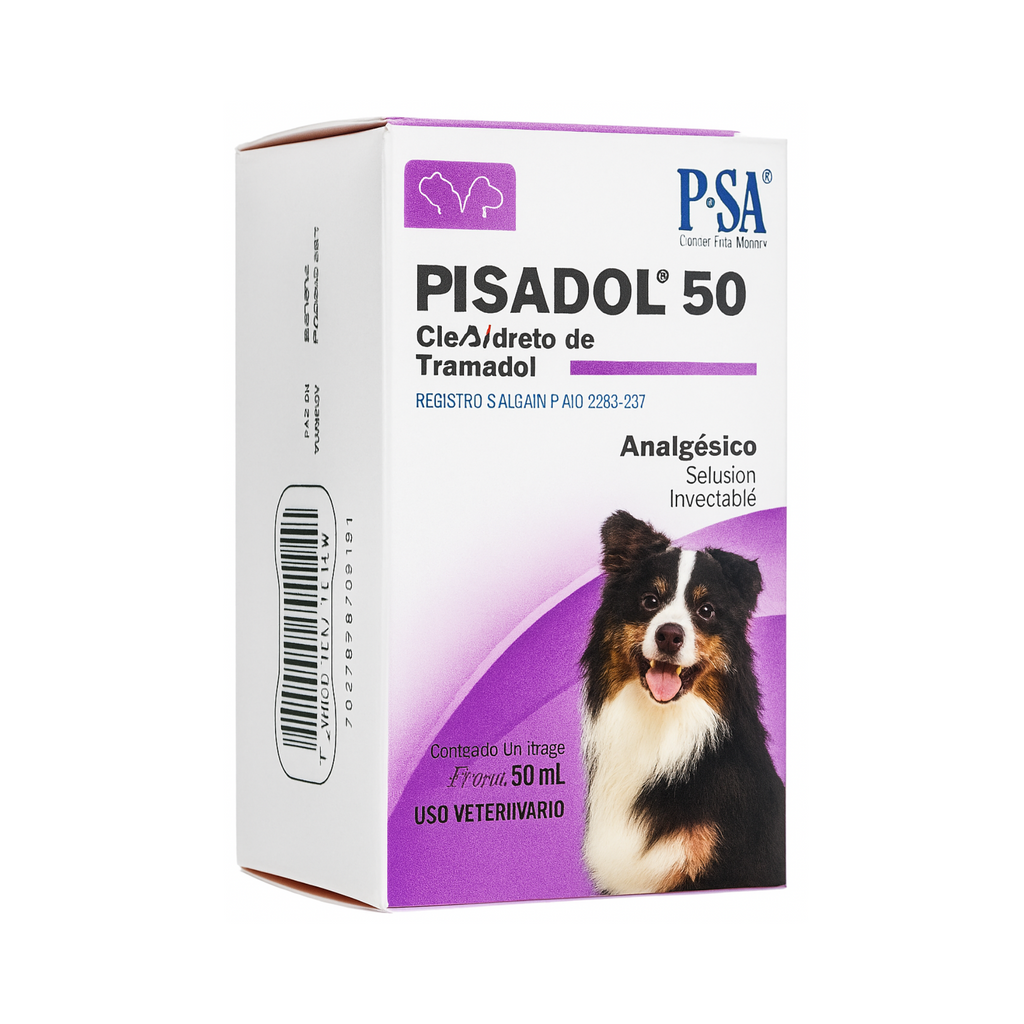 Pisadol 50 mg/ml Tramadol Inyectable 50 ml | Analgésico Veterinario