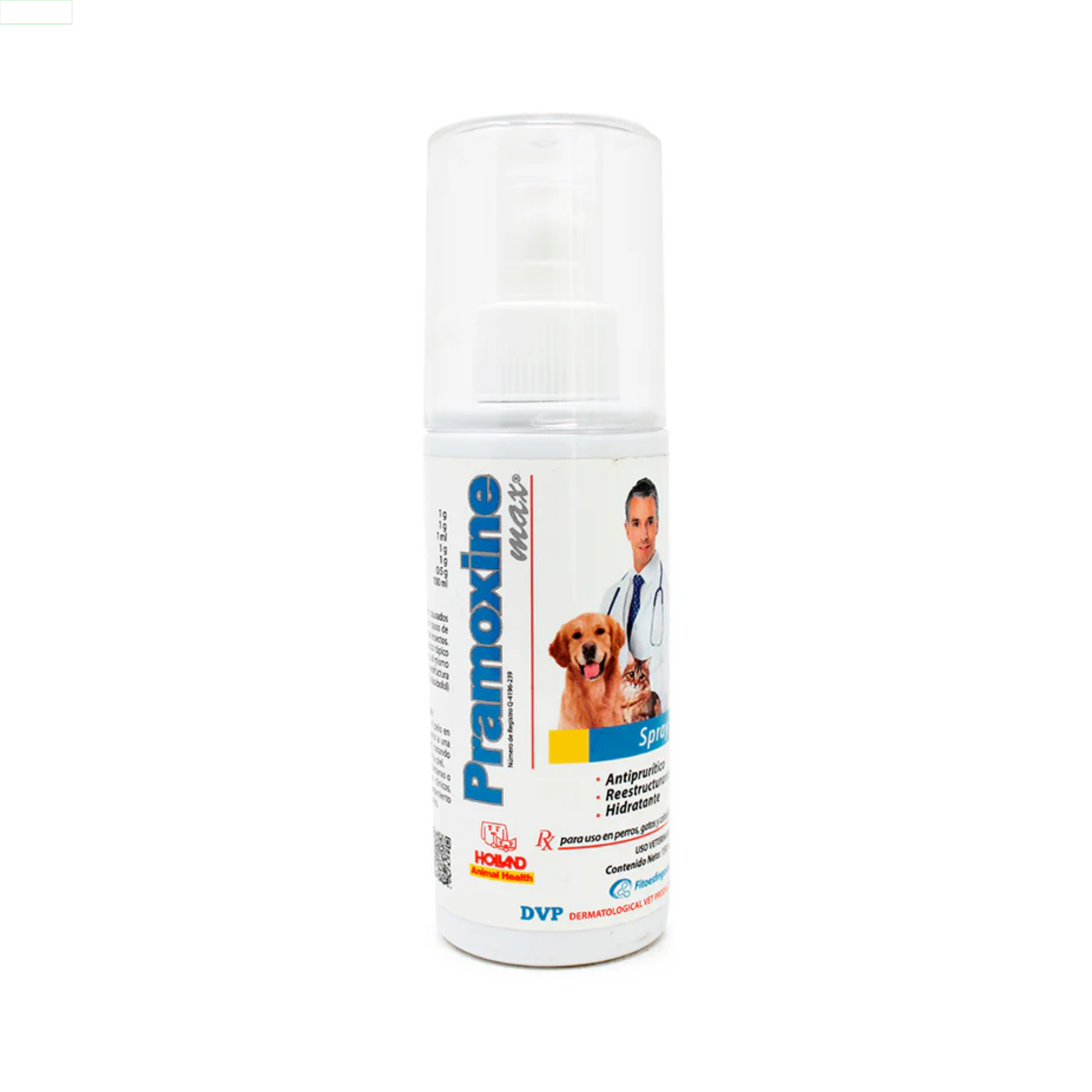 Pramoxine Max Spray 120 ml Holland para perros y gatos, alivia picazon e irritacion de la piel