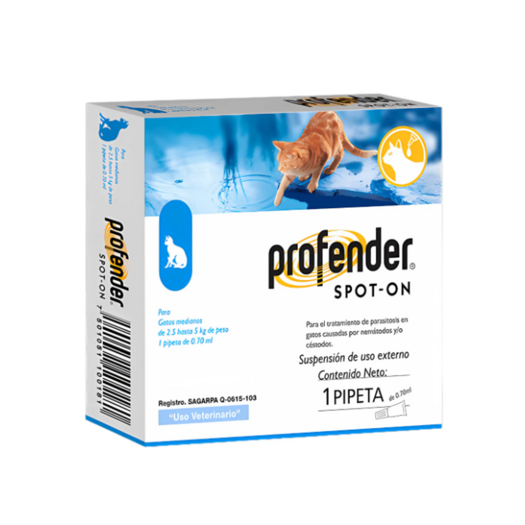 Profender pipeta desparasitante para gatos de 2.5 a 5 kg 0.70 ml Elanco