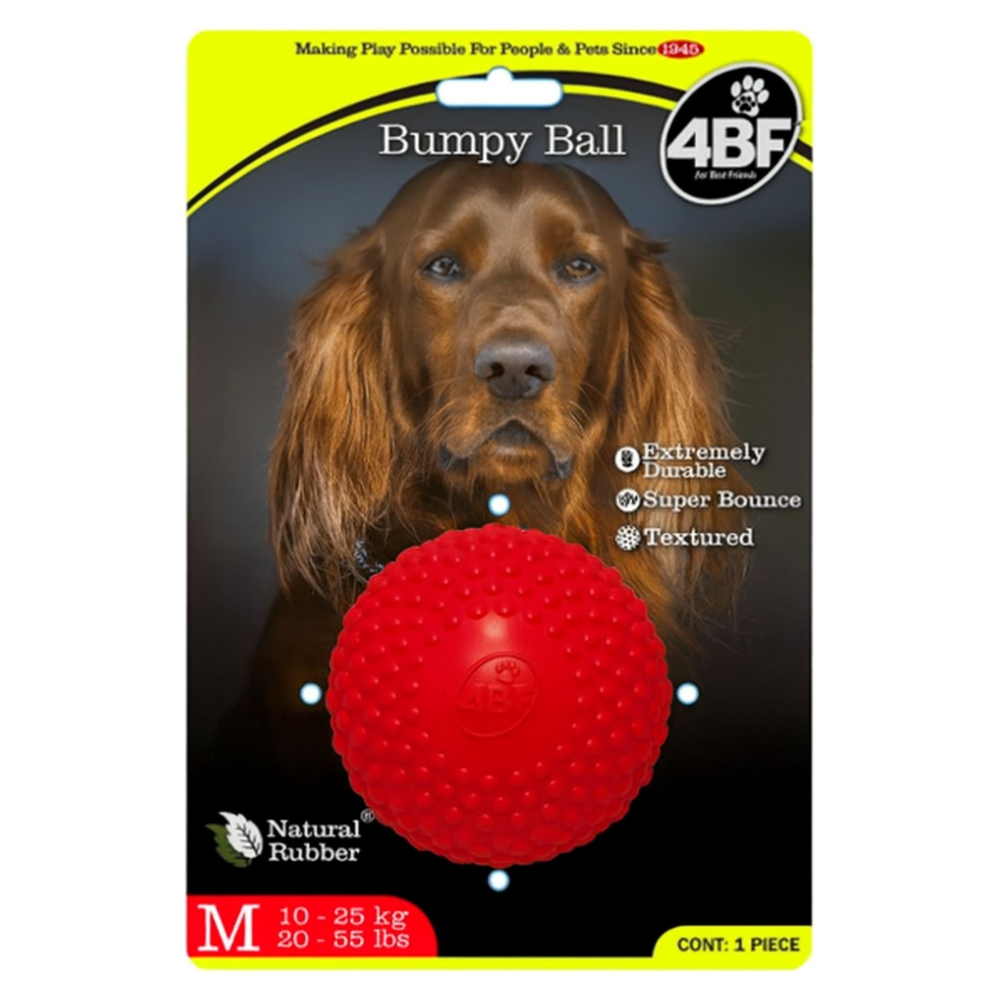 Bumpy Ball pelota para perro roja mediana de hule natural 4BF