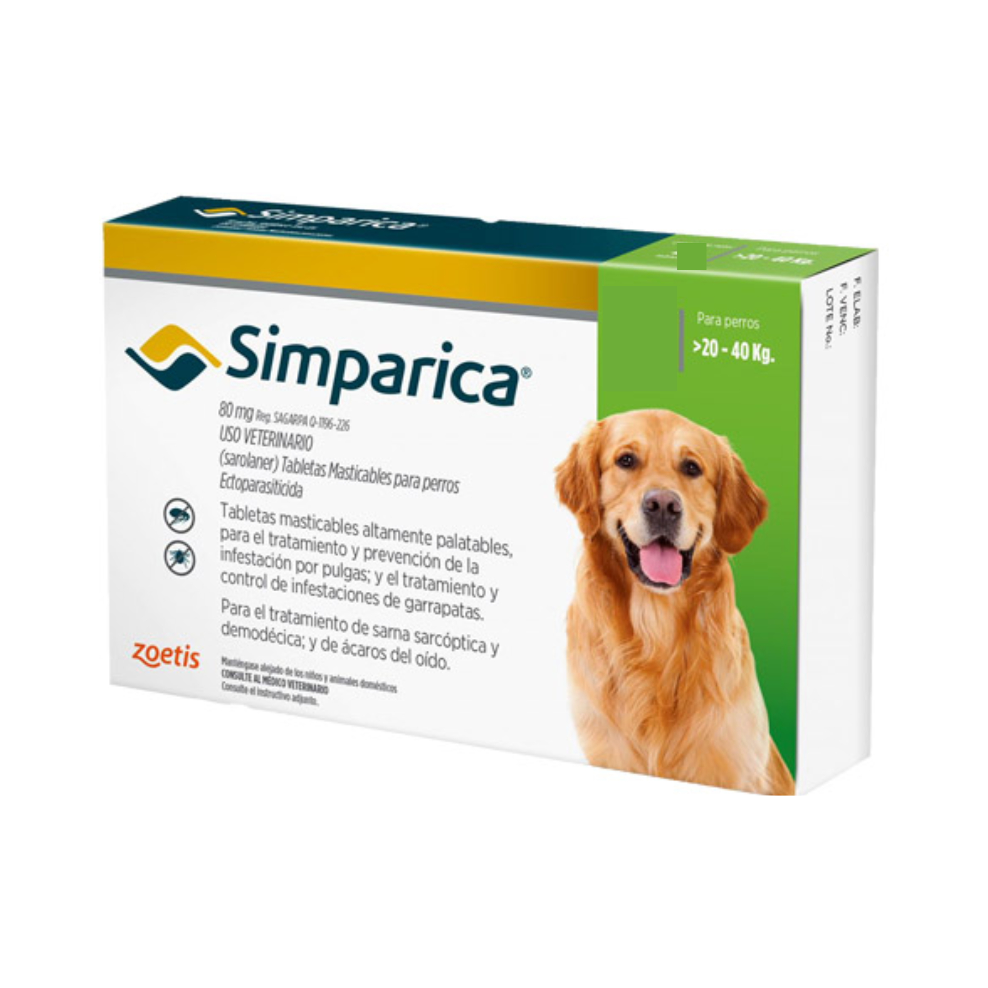 Simparica 80 mg masticable antipulgas y garrapatas para perros