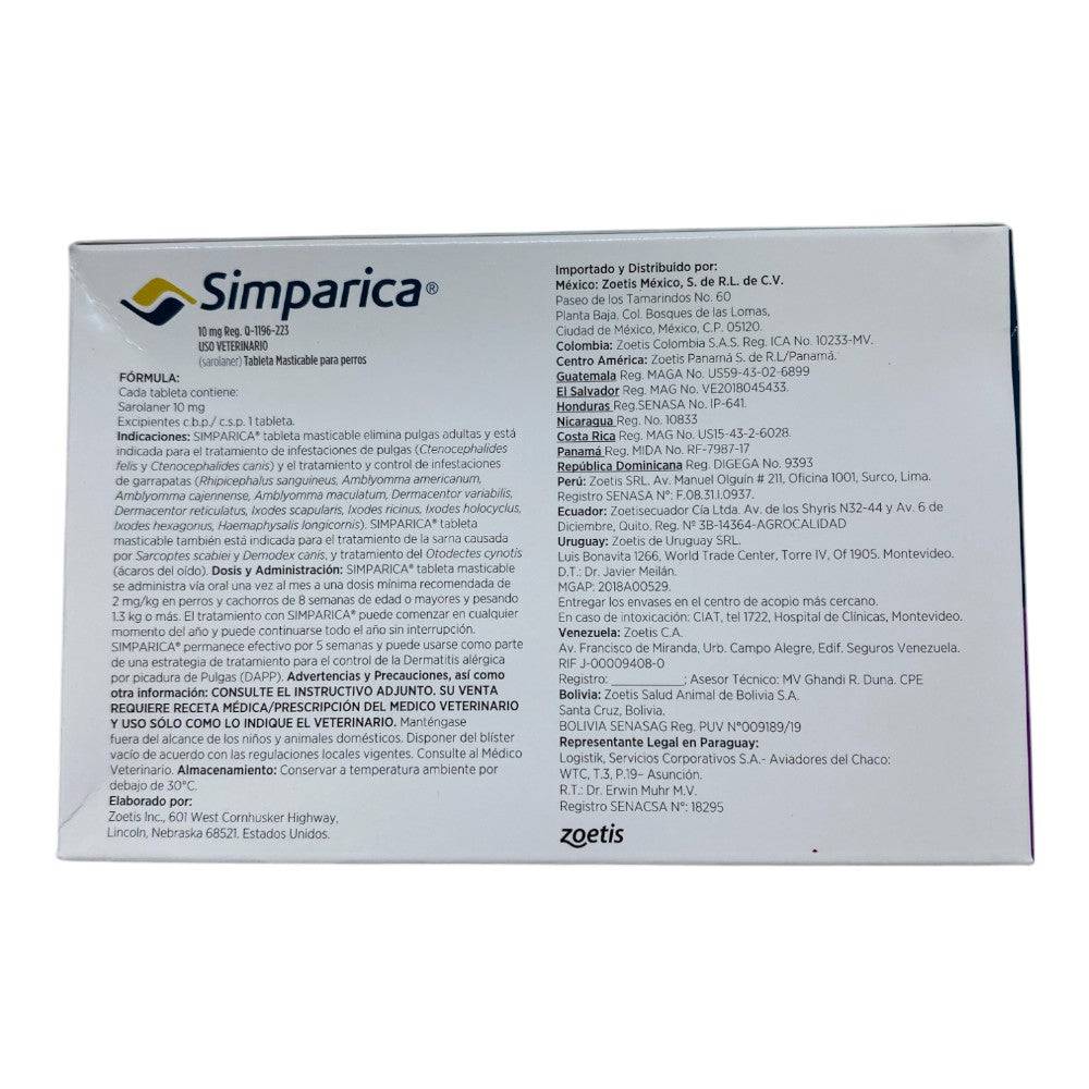 Simparica antiparasitario externo masticable para perros