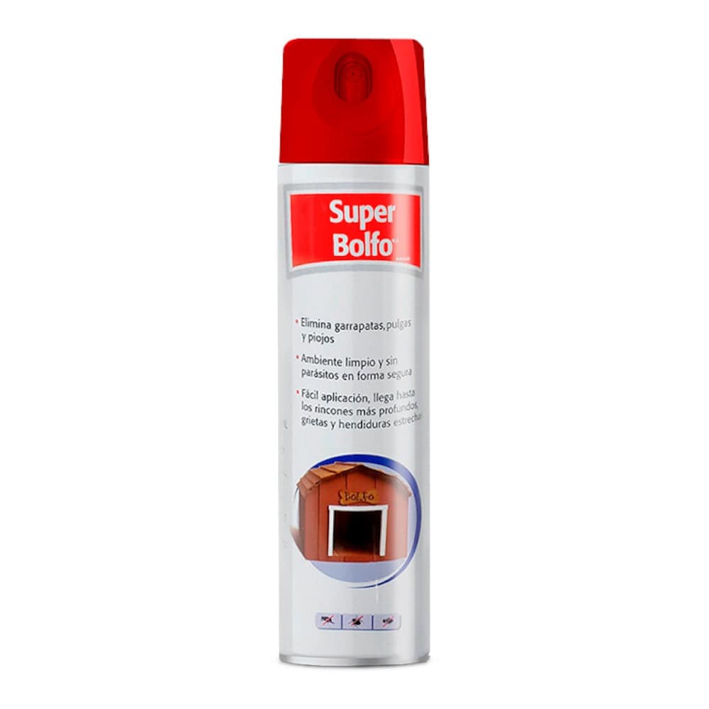 Super Bolfo Reforzado Aerosol 430 ml Elanco, insecticida ambiental contra pulgas y garrapatas