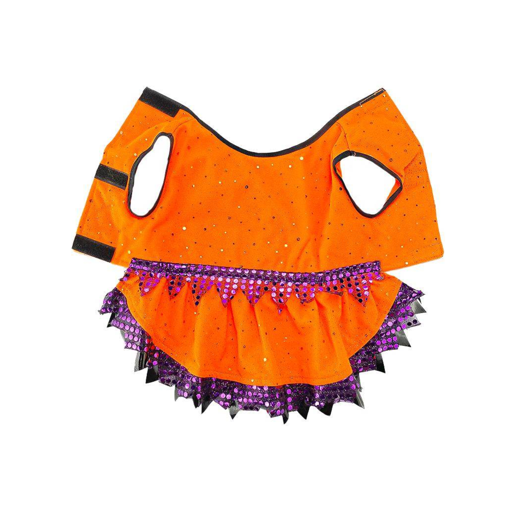 Toutmignon Vestido Color Naranja de Brujita con Lentejuelas Moradas Talla 4
